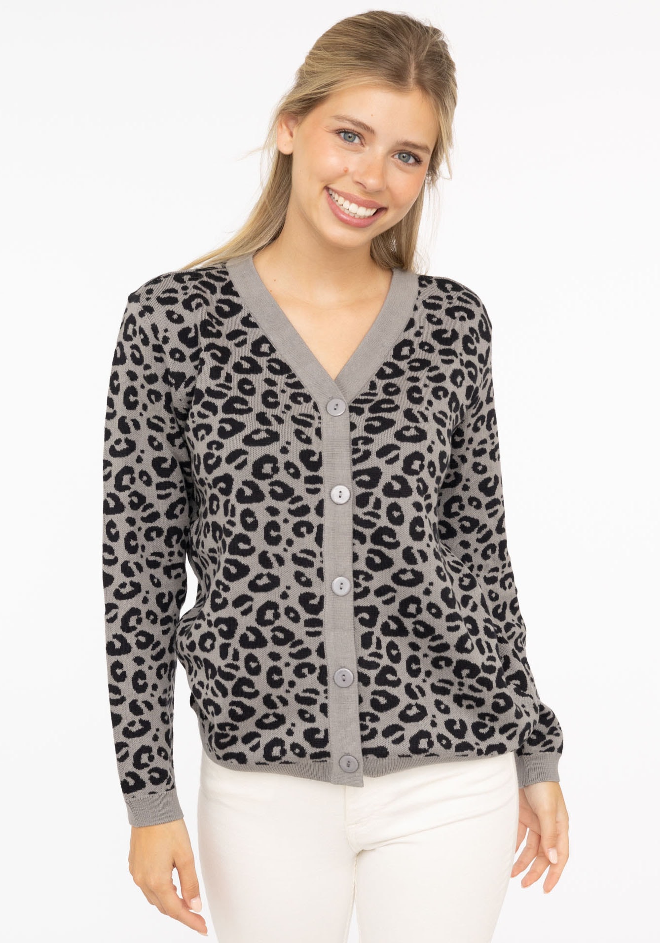 Zwillingsherz Strickjacke ""Gestrickter-Leo"", mit Knöpfen, mit Leomuster a günstig online kaufen
