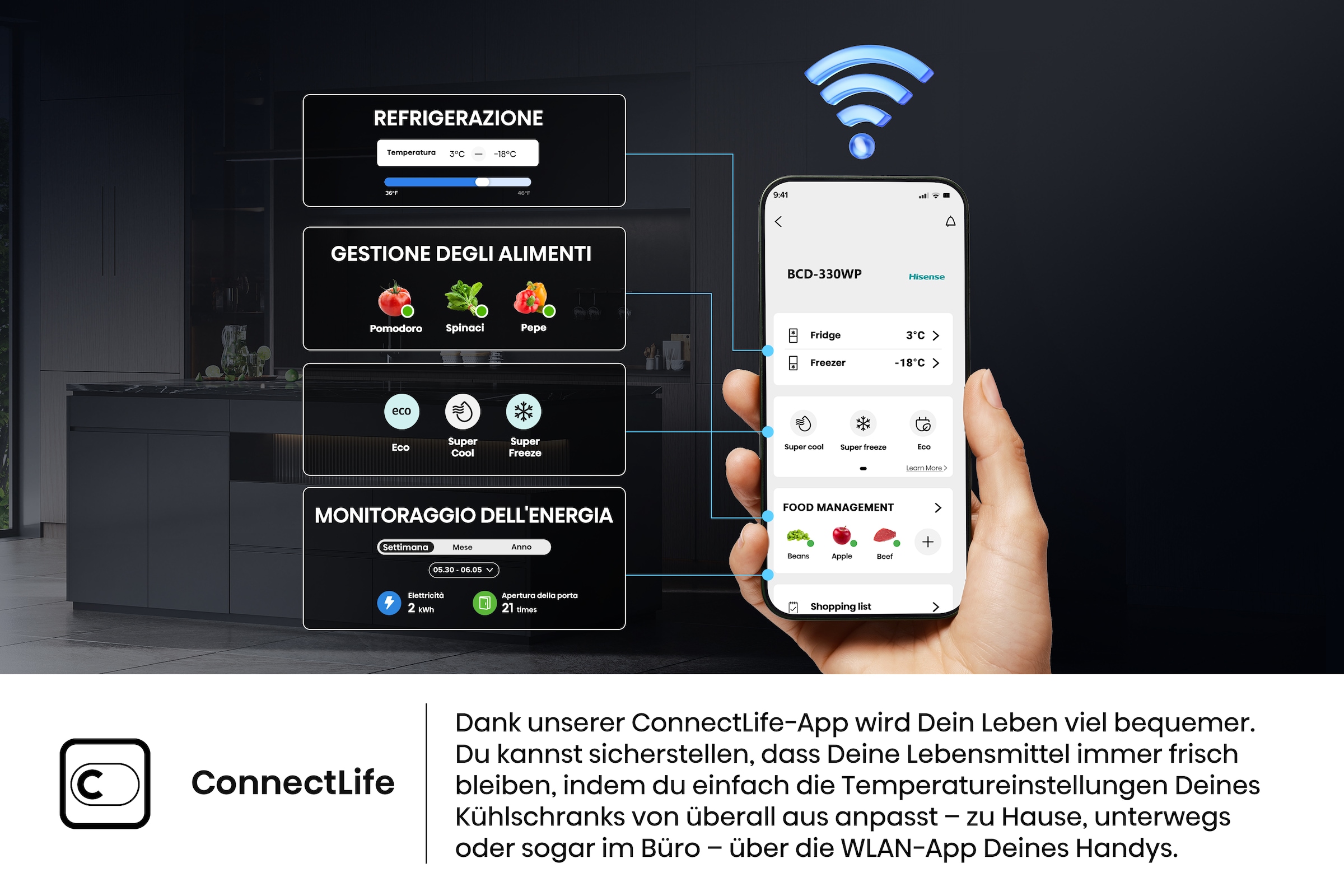 Hisense Kühl-/Gefrierkombination »RB3K330SAFC« 185,6 cm hoch 59,5 cm breit Total NoFrost
