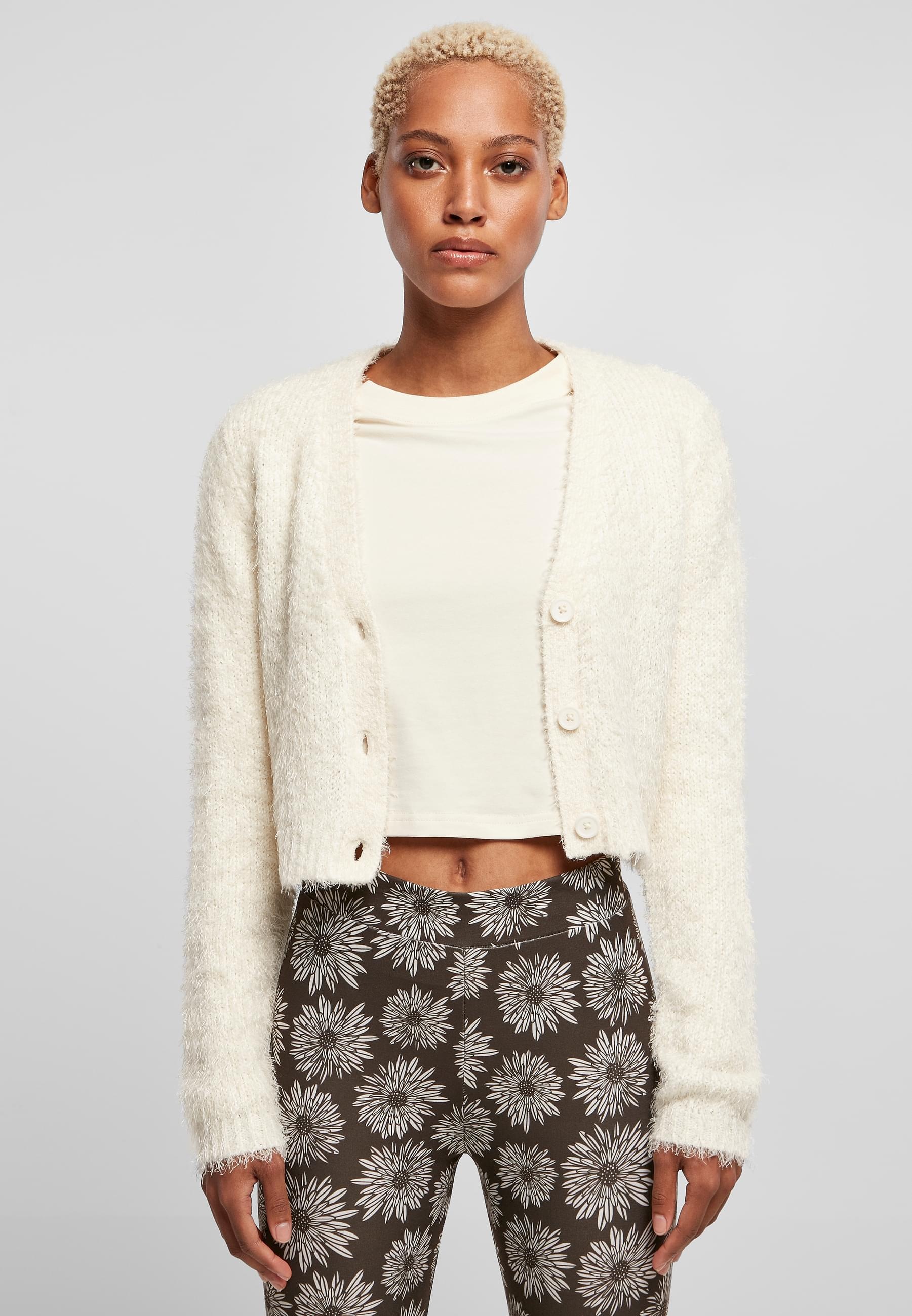 URBAN CLASSICS Strickjacke »Urban Classics Damen Ladies Cropped Feather Cardigan«