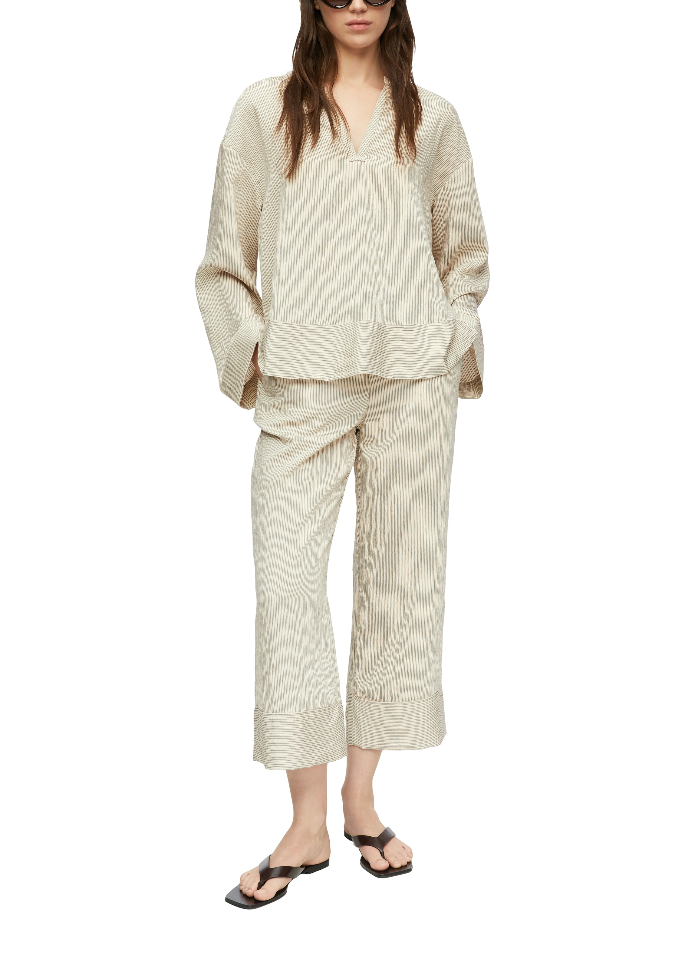 Comma 7/8-Hose  gestreifte Optik, lässig weit geschnitten