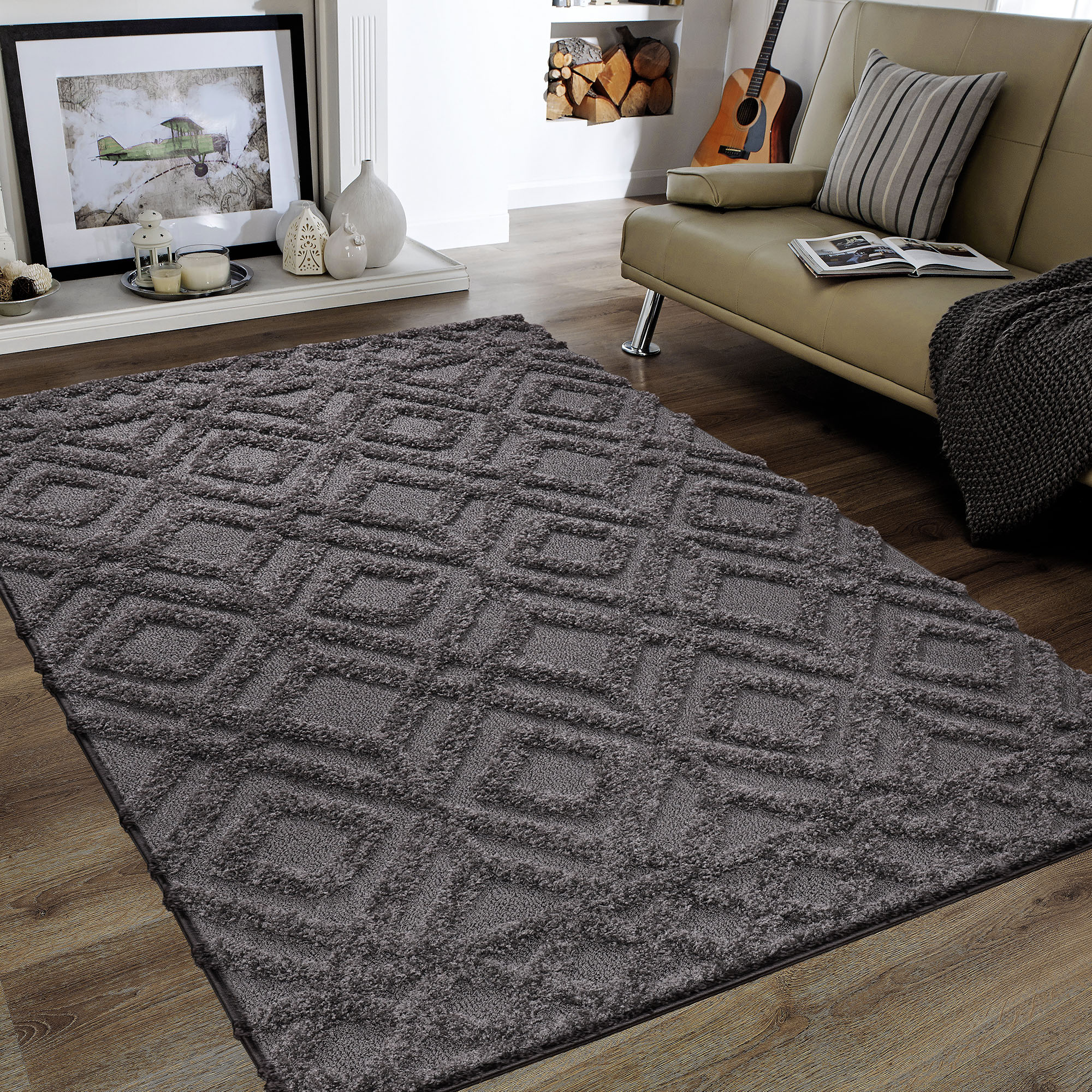 Sanat Hochflor-Teppich "Luxus 3506, auch in Rund erhältlich" rechteckig 30 mm Höhe robuster Langflor, weich, Wohnzimmer, Schlafzimmer