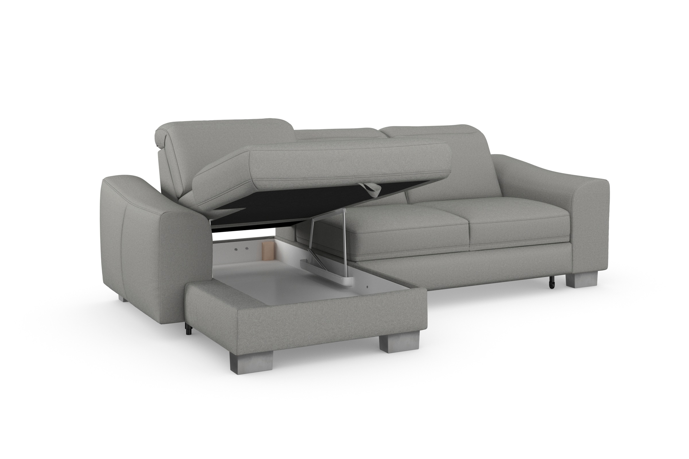 sit&more Ecksofa »Dundee L-Form«, mit Federkern und Edelstahlfüßen, wahlweise mit Kopfteilverstellung