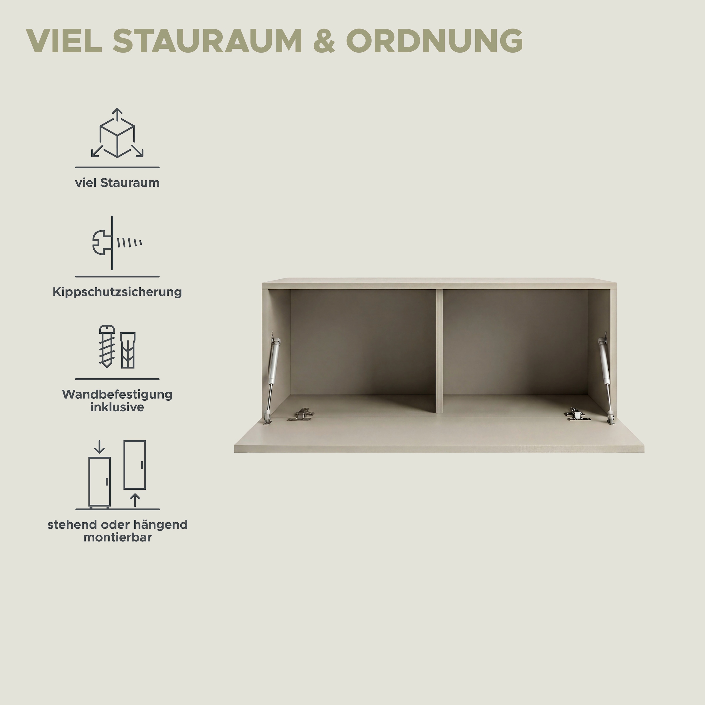 OTTO home Lowboard »SPIAGGIA, 2-teiliges Set, Breite 135cm, stehend & hängend montierbar« TV-Möbel, TV-Schrank, TV-Lowboard, Mediaboard