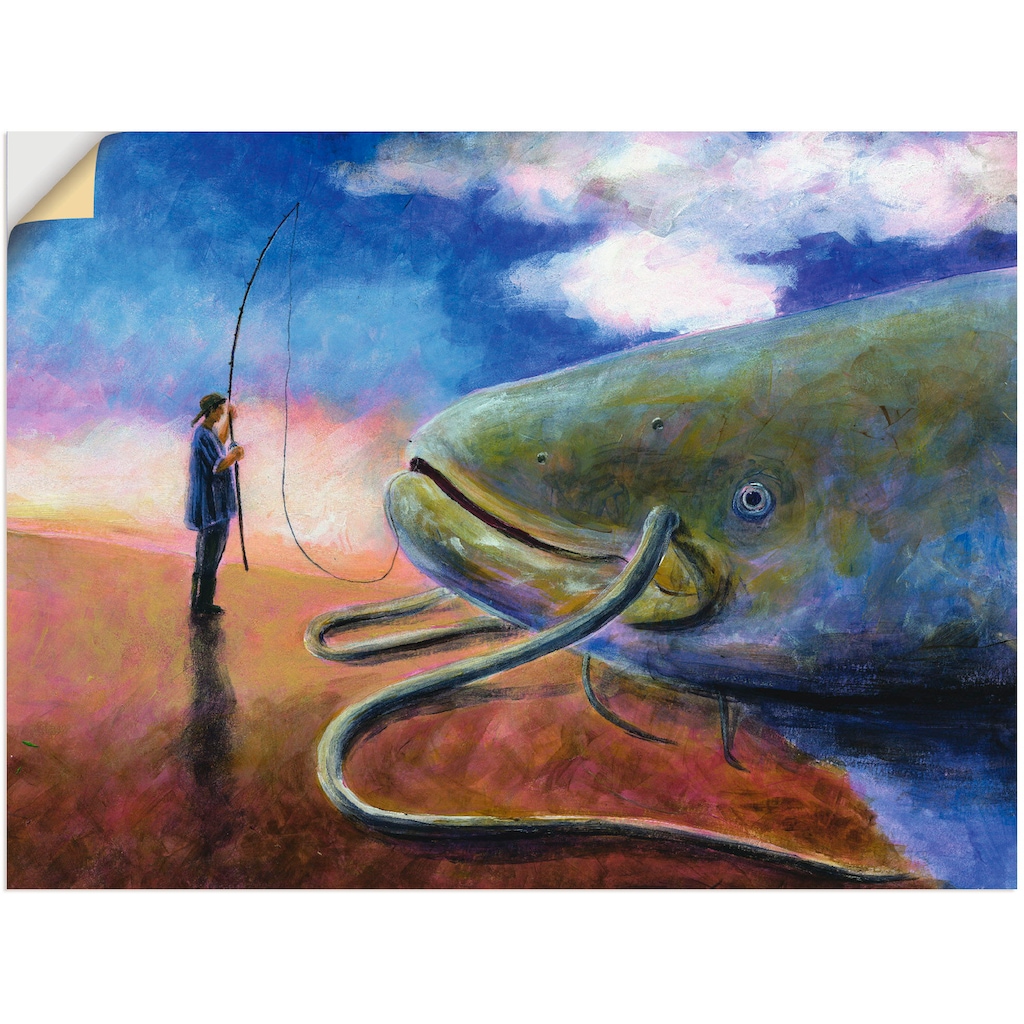 Artland Wandbild »Einen dicken Fisch an Land ziehen«, Wassertiere, (1 St.)