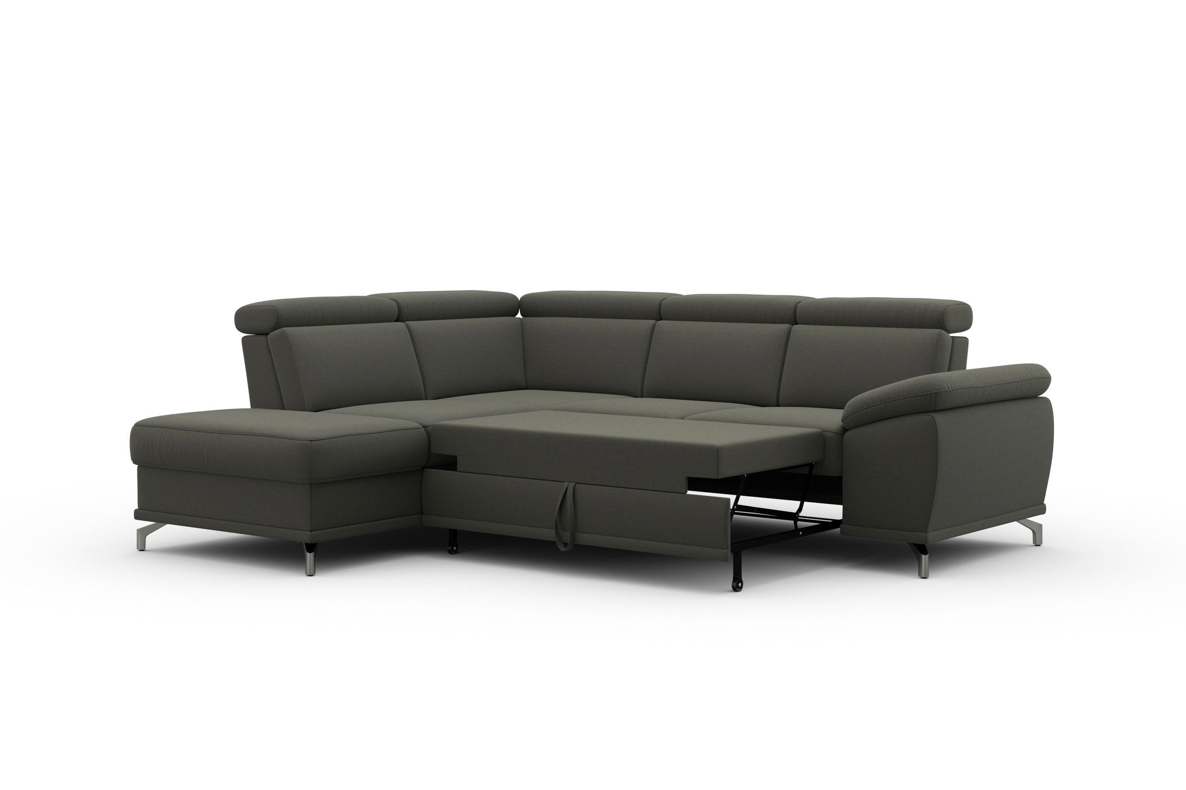 sit&more Ecksofa »Cabrio L-Form, B: 274 cm, mit Sitztiefen-, Arm- & Kopfteilverstellung« 3 Nierenkissen, Federkern, optional Bettfunktion und Stauraum