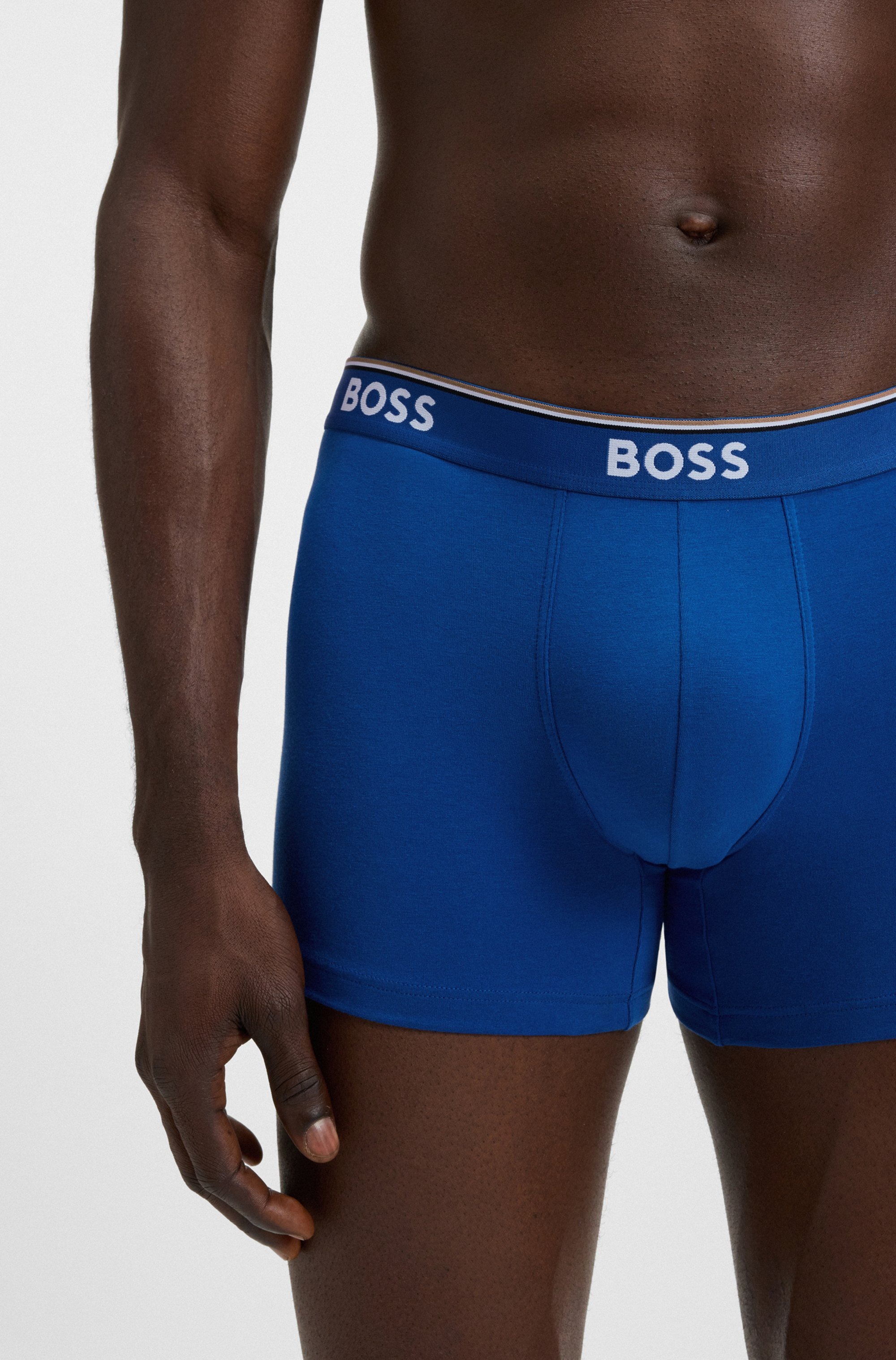 BOSS Langer Boxer »Brief 3 PACK«, mit farblich passendem Webbund