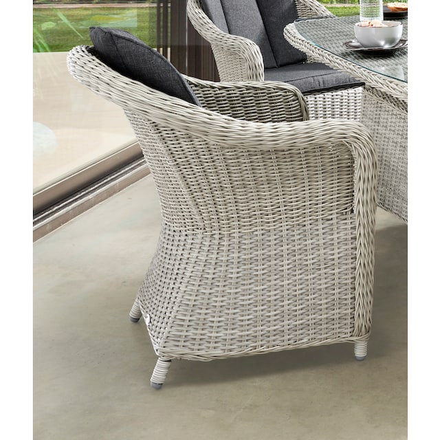 Destiny Garten-Essgruppe »MALAGA LUNA«, (Set, 13 tlg.), Polyrattan, 4 Sessel  + Tisch oval 200x100x75cm, inkl. Auflagen | BAUR