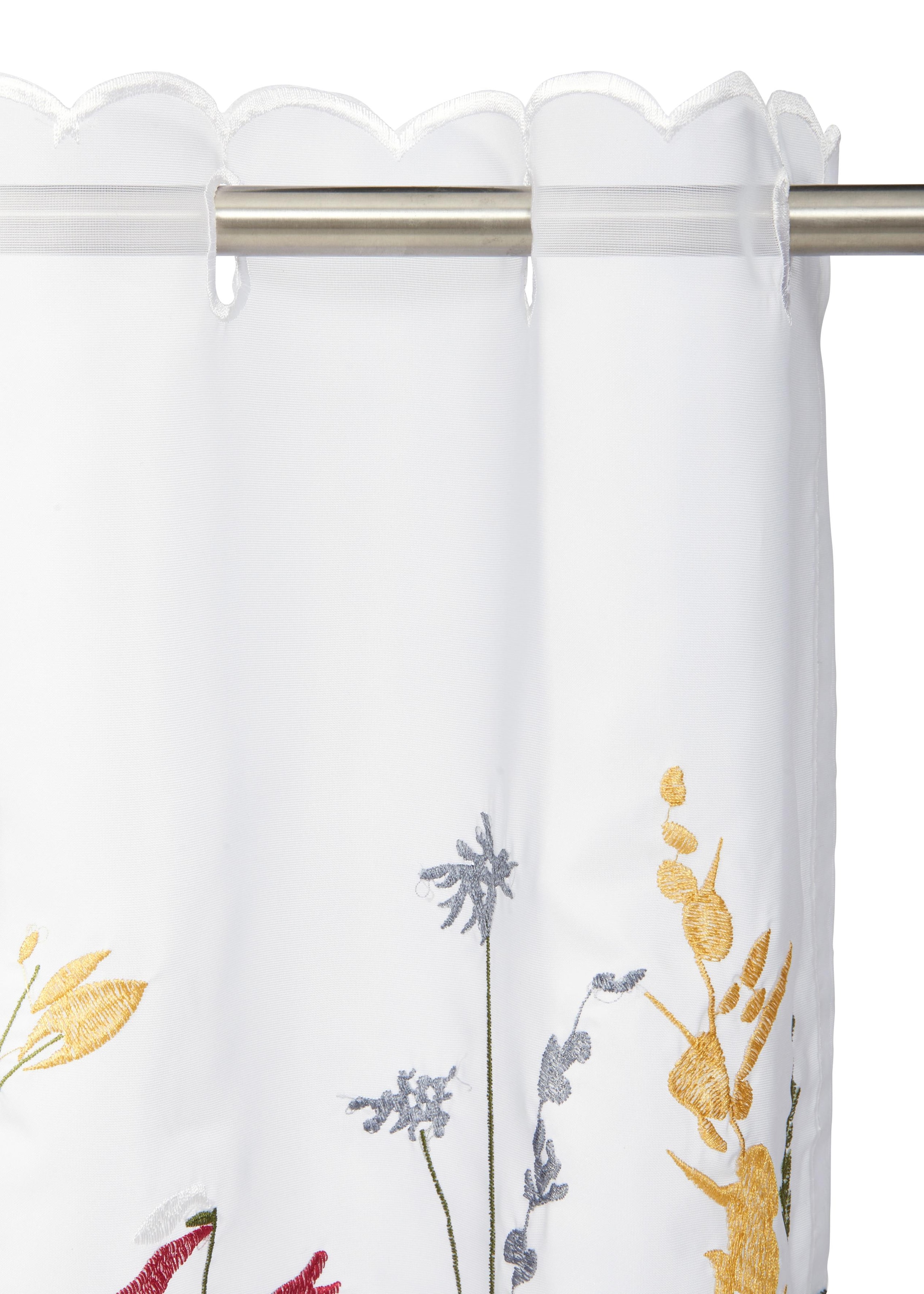 Home affaire Scheibengardine »Bille«, (1 St.), transparent, mit einseitiger Stickerei, waschbar, Blumen