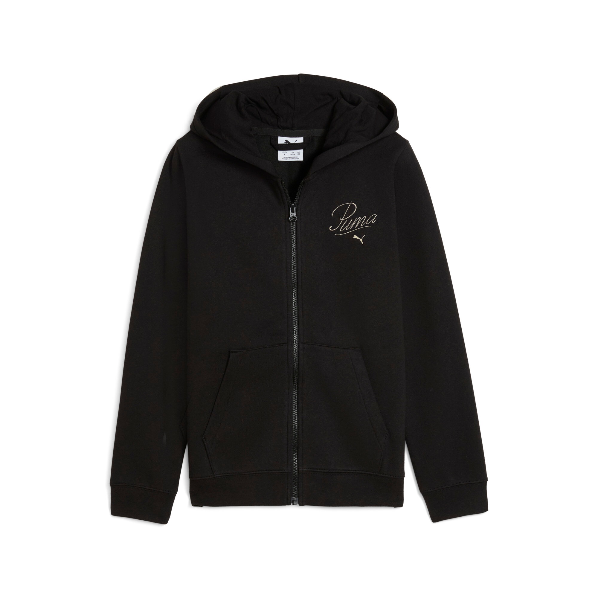 PUMA Kapuzensweatshirt "ESS SCRIPT FULL-ZIP HOODIE FL G", mit Kapuze, mit Kängurutasche, mit Logodruck, Regular Fit