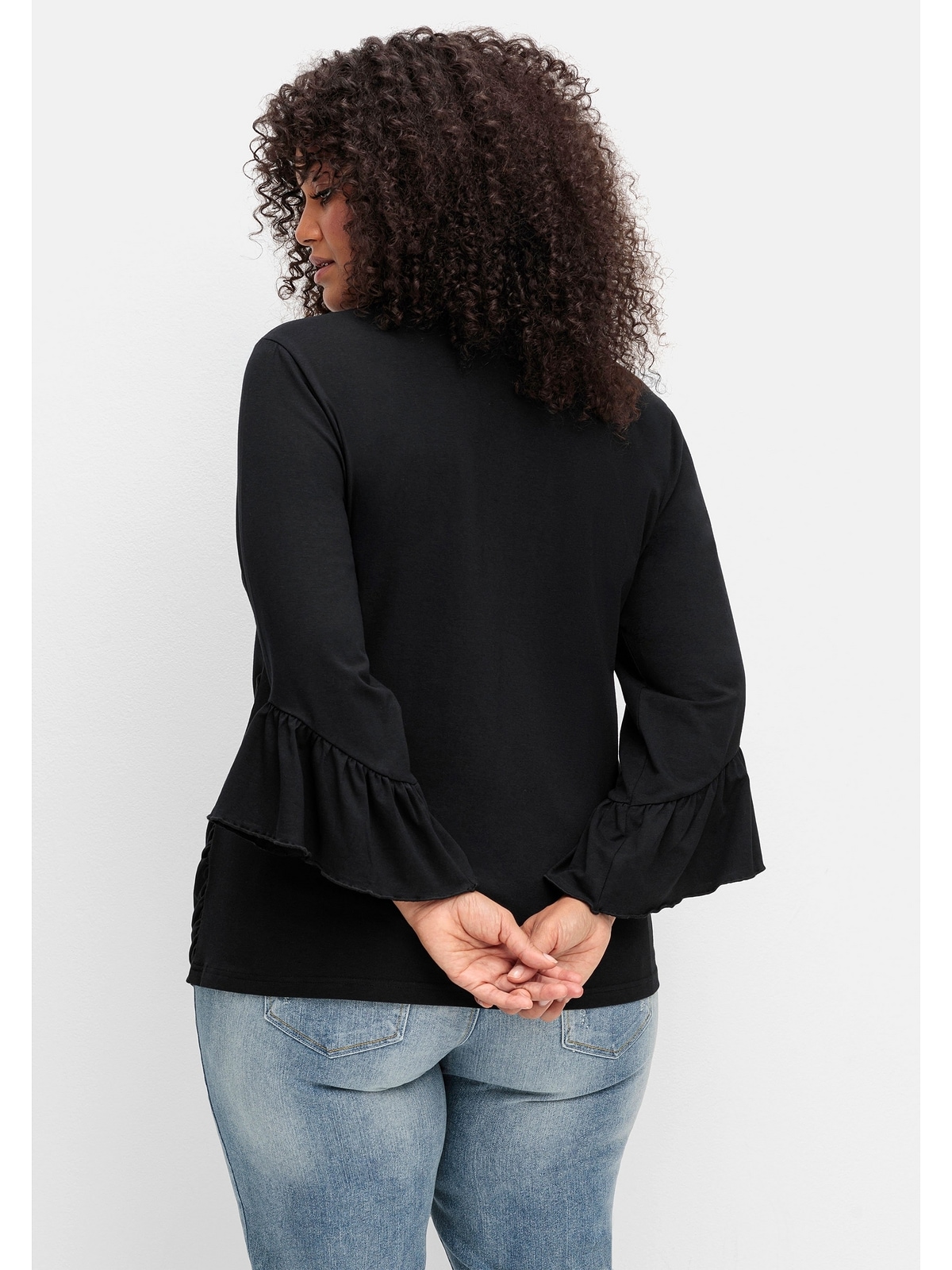 sheego by Joe Browns 3/4-Arm-Shirt »Große Größen«, in Wickeloptik, mit Volantärmeln