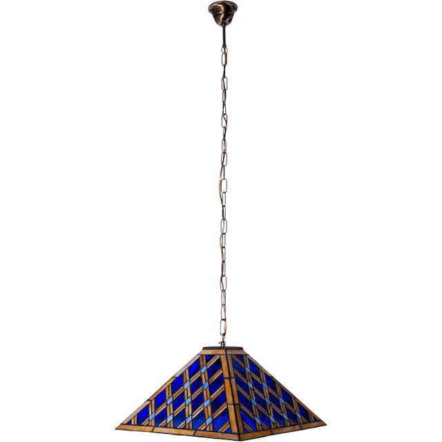 näve Pendelleuchte »Pyra«, 1 flammig-flammig, Tiffany-Stil pyramidenförmig  Glas blau/gold 1xE27 Pendel 80cm | BAUR