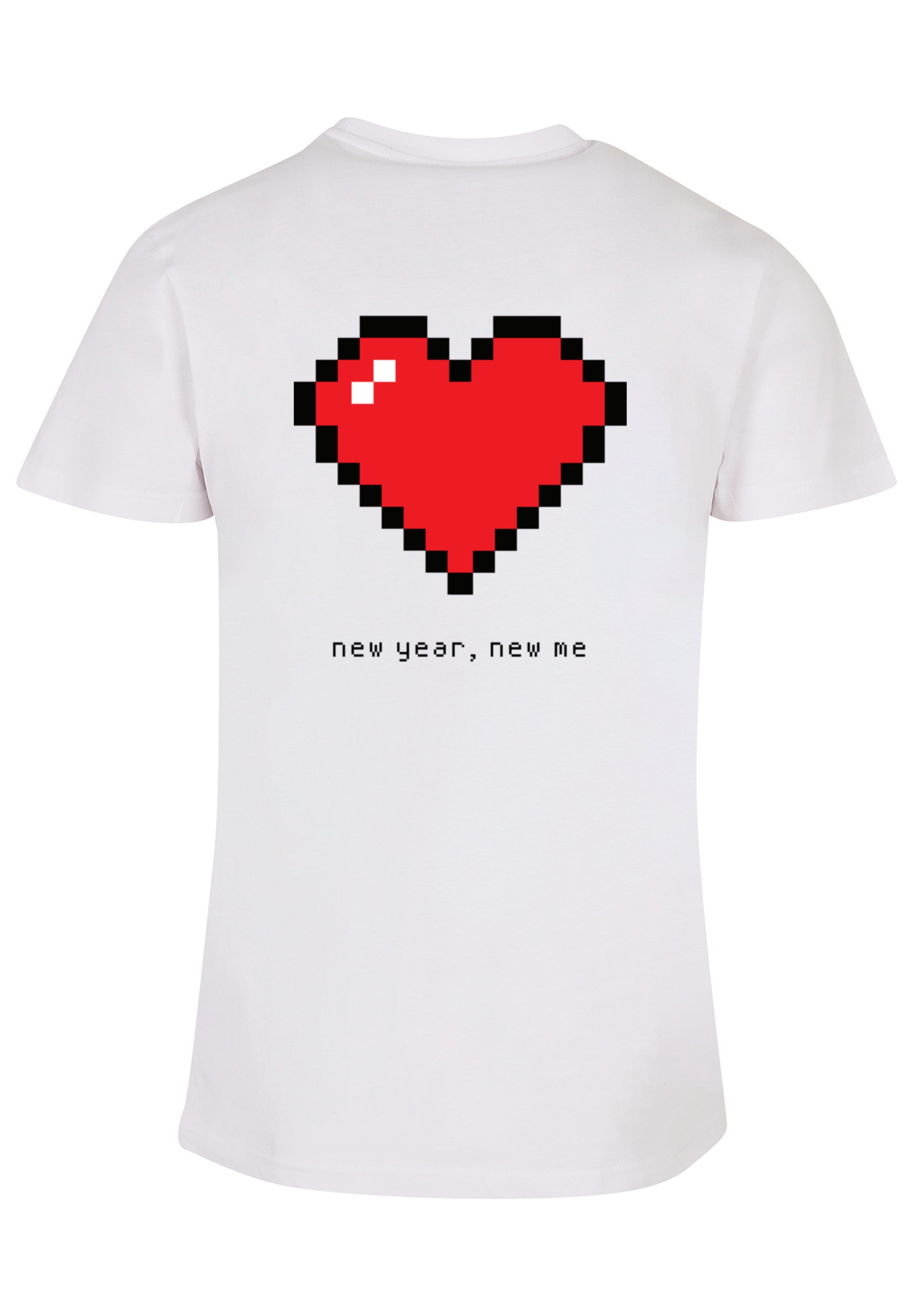 F4NT4STIC T-Shirt »Happy New Year Pixel Herz«, Print