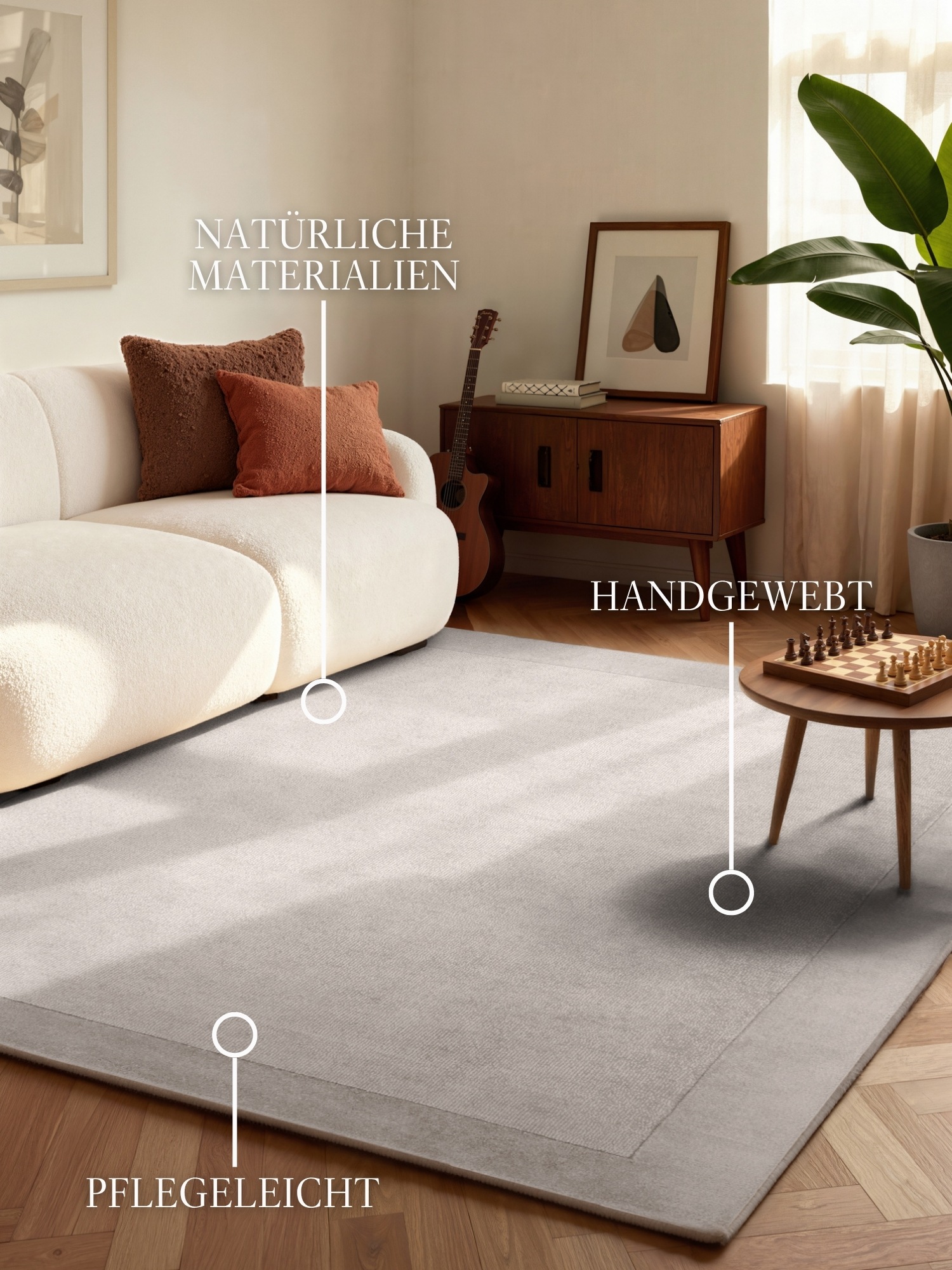THE RUGS Villeroy & Boch 1812 Kari Handmade Soft Wool Blend Bordered Rug in Grey | Size: 160cm x 230cm