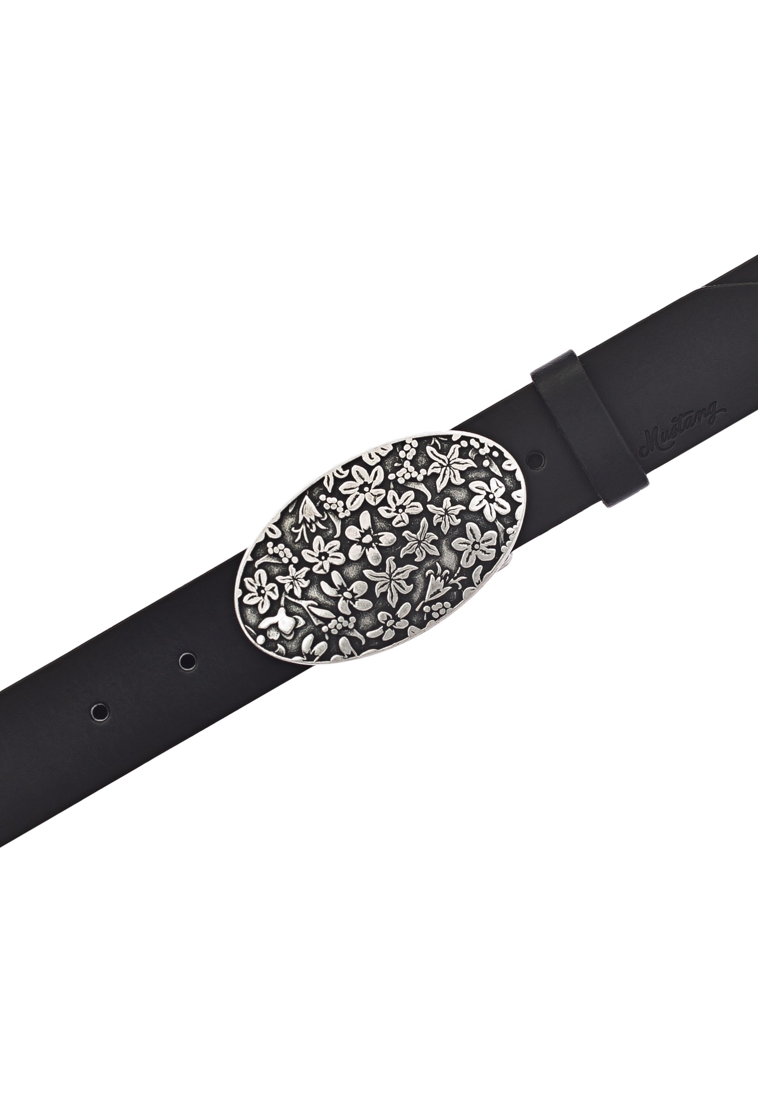 MUSTANG Koppelgürtel, Florale Koppelschließe in mattem Silber, 3,5 cm günstig online kaufen