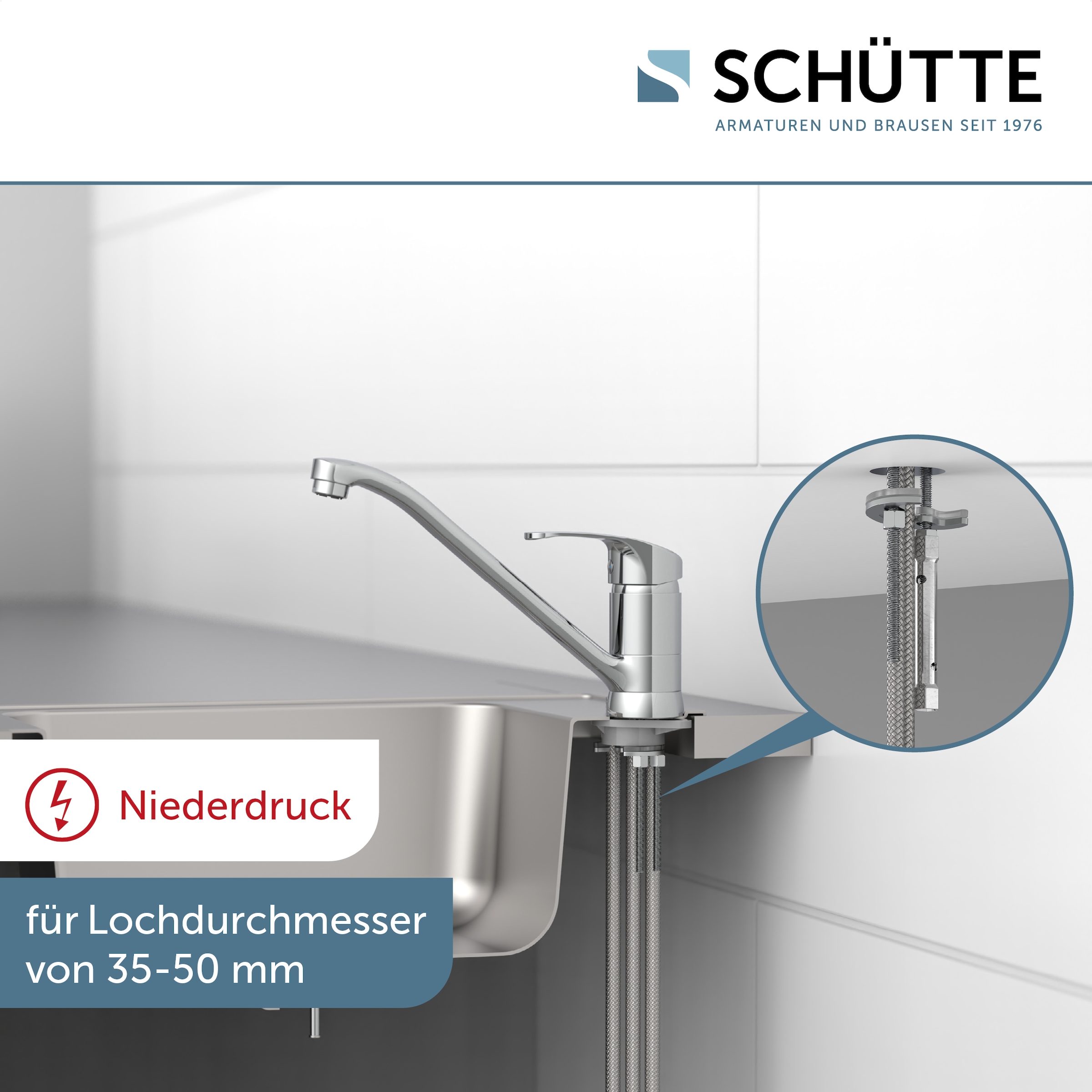 Schütte Spültischarmatur »CELLINO« Niederdruck Armatur Küche, 360° schwenkbarer Wasserhahn