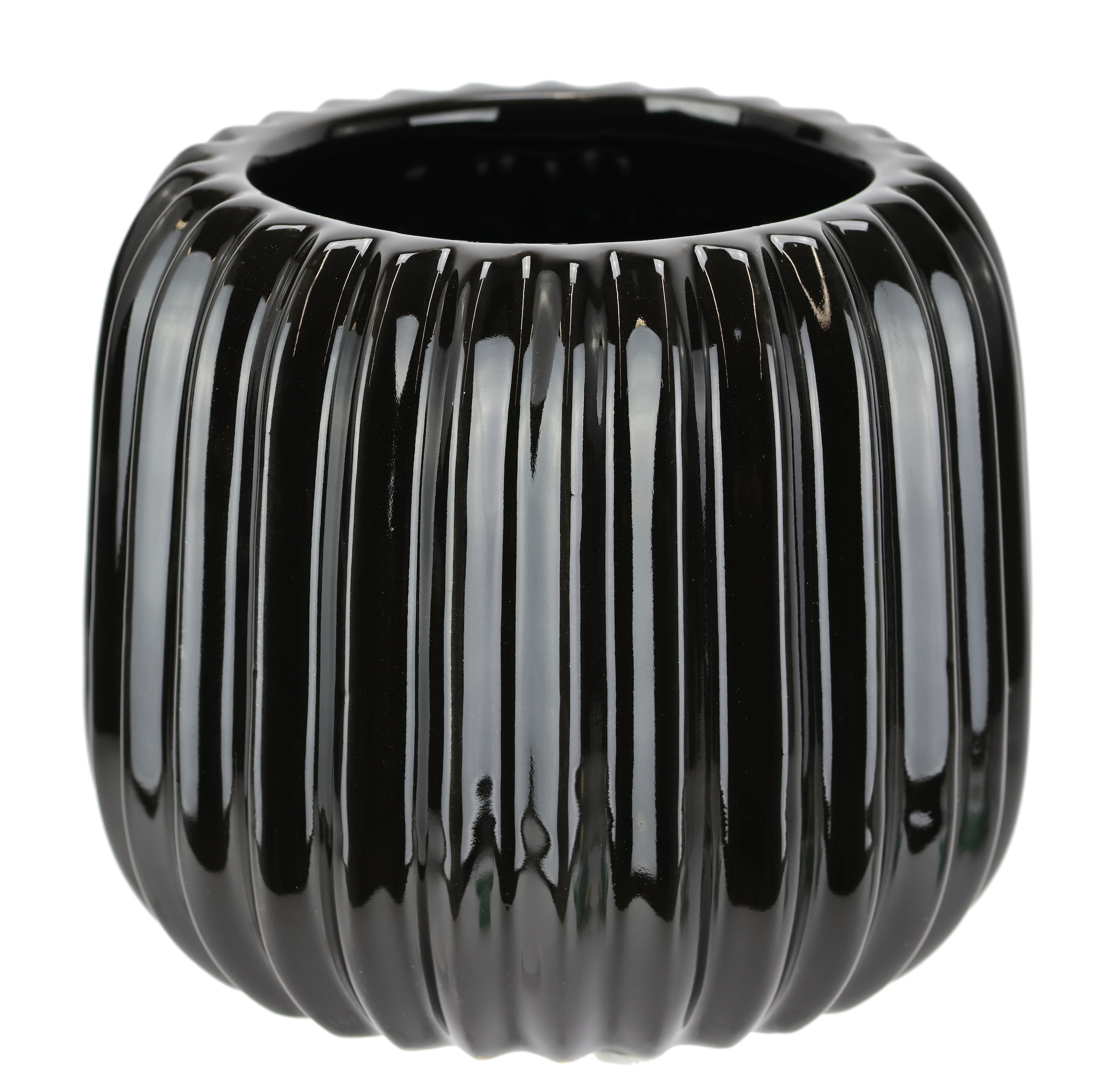 Dekovase I.GE.A. "Vase aus Keramik", schwarz, B:13cm H:11cm, Keramik, Vasen, Dekovase Blumenvase Modern für Tischdeko Tischvase Deko Trockenblume