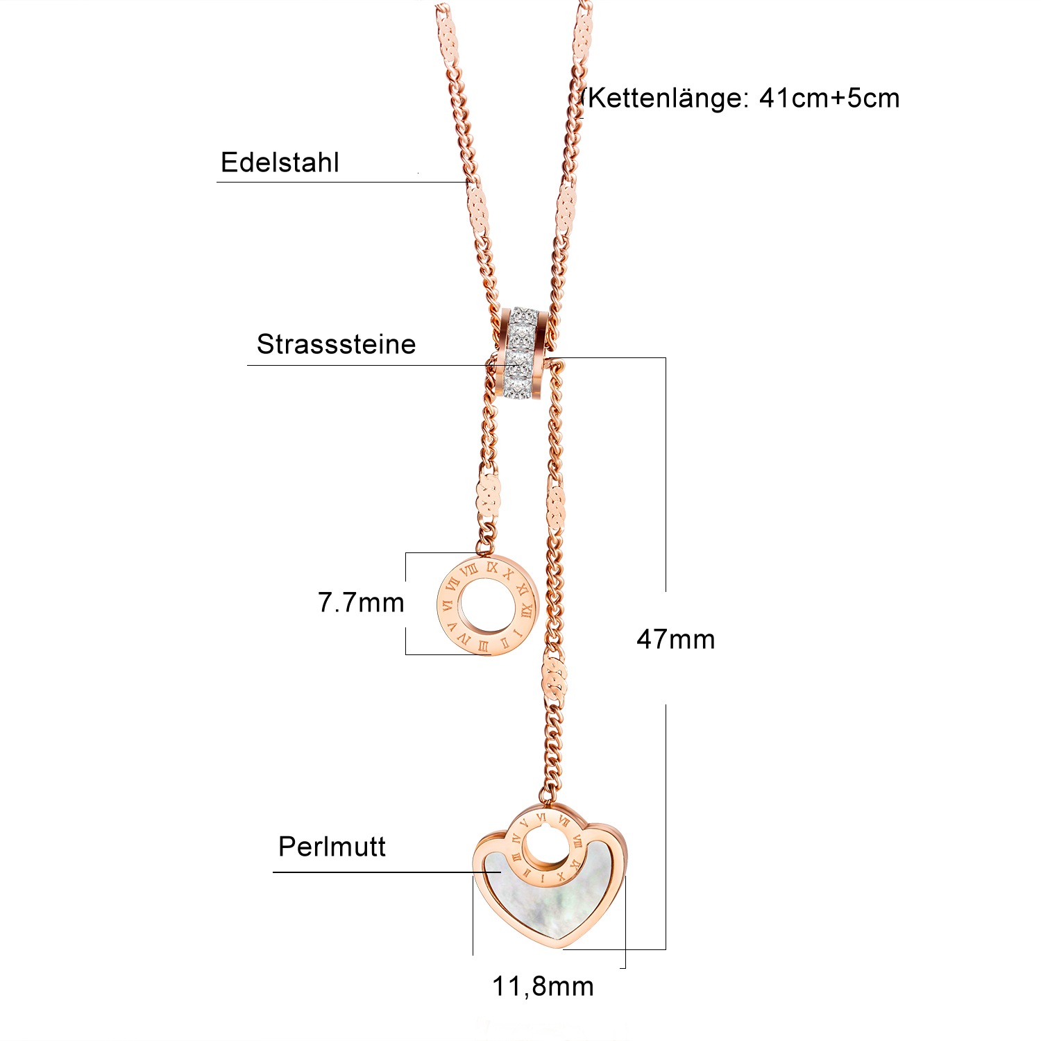 COLLEZIONE ALESSANDRO Kette mit Anhänger »Heart«, mit Perlmutteinlage