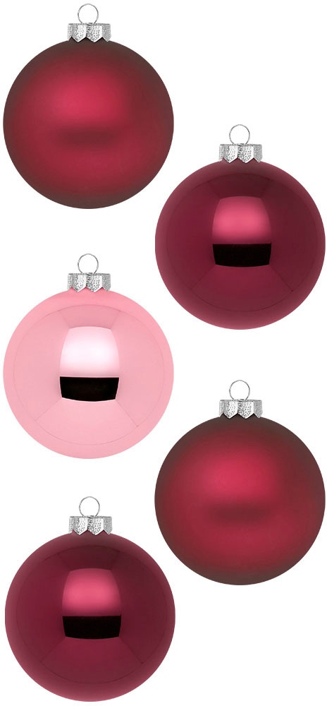 MAGIC by Inge Weihnachtsbaumkugel »Berry Kiss, Weihnachtsdeko, Christbaumschmuck«, (Set, 46 St.), Christbaumkugeln aus Glas, 45 Kugeln Ø ca. 4-6 cm, inkl. Spitze 28 cm