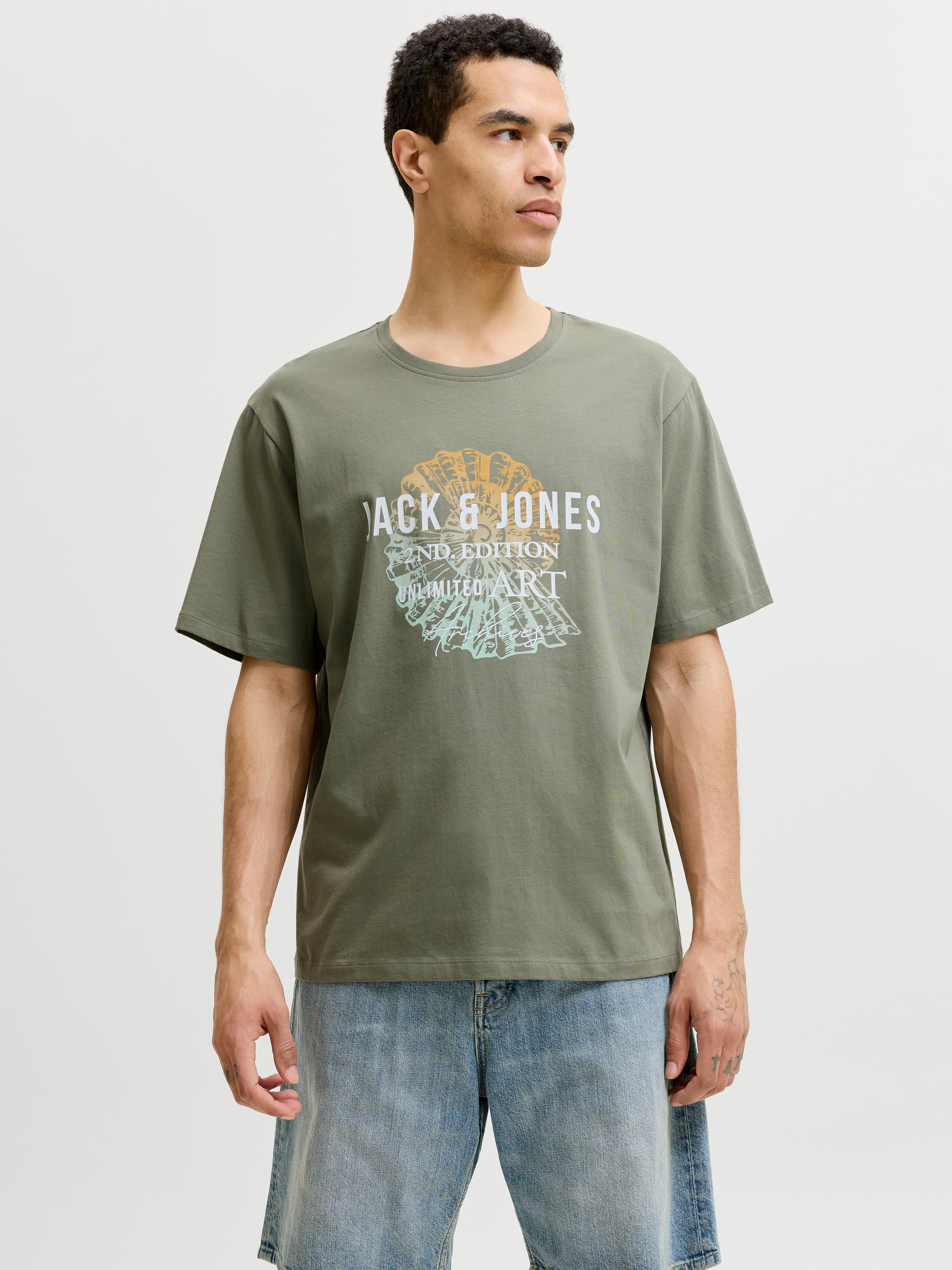 Jack & Jones Rundhalsshirt "JJGRADIENT PRINT TEE SS CREW NECK"
