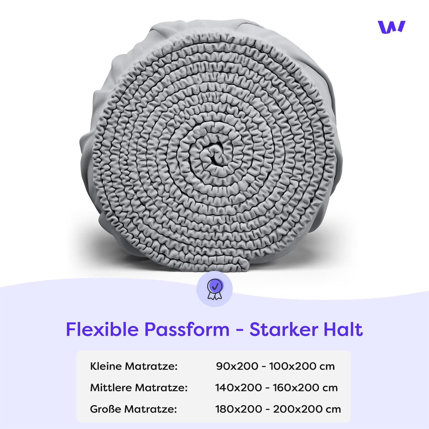 Thumbnail - Wolkenfeld Spannbettlaken "100% Baumwolle - Superweiches Bettlaken für Matratzen von 5 bis 20cm" Rutschfest & Blickdicht...