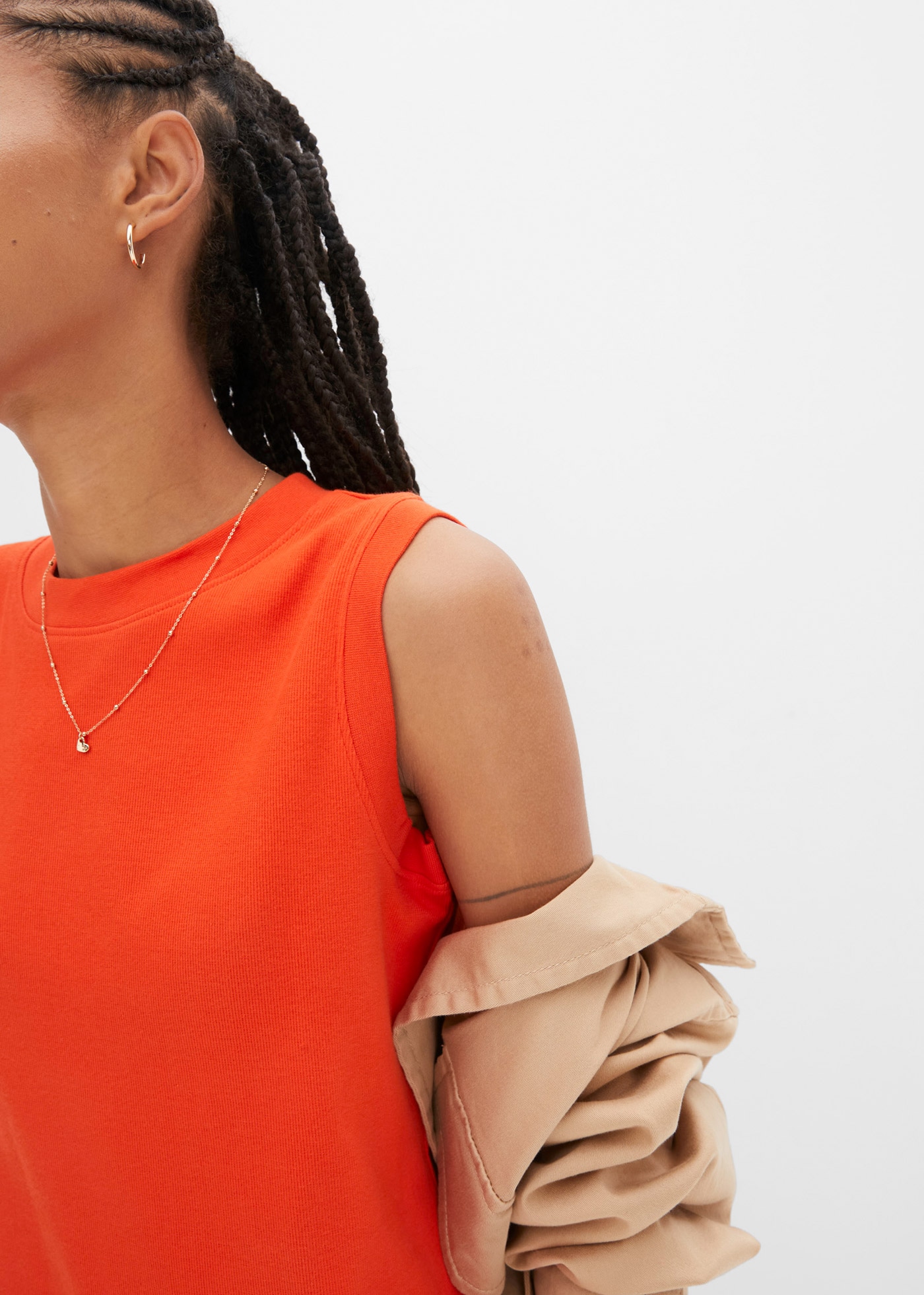 bonprix Jerseykleid aus Rippjersey, mit rundem geripptem Halsausschnitt, ohne Ärmel