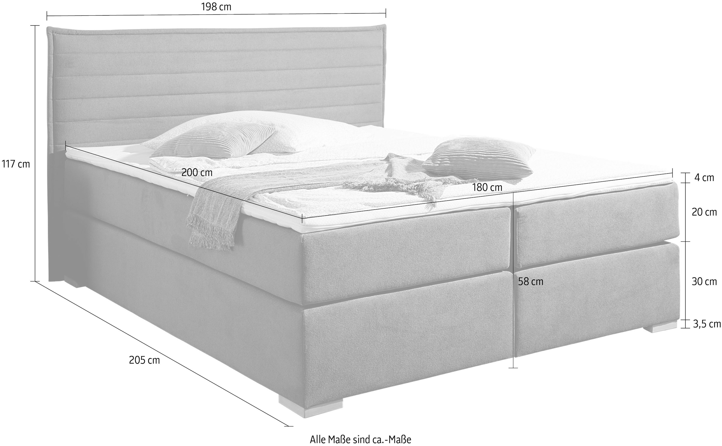 Home affaire Boxspringbett »"Östermoor"«, in H2, H3 oder H4 erhältlich