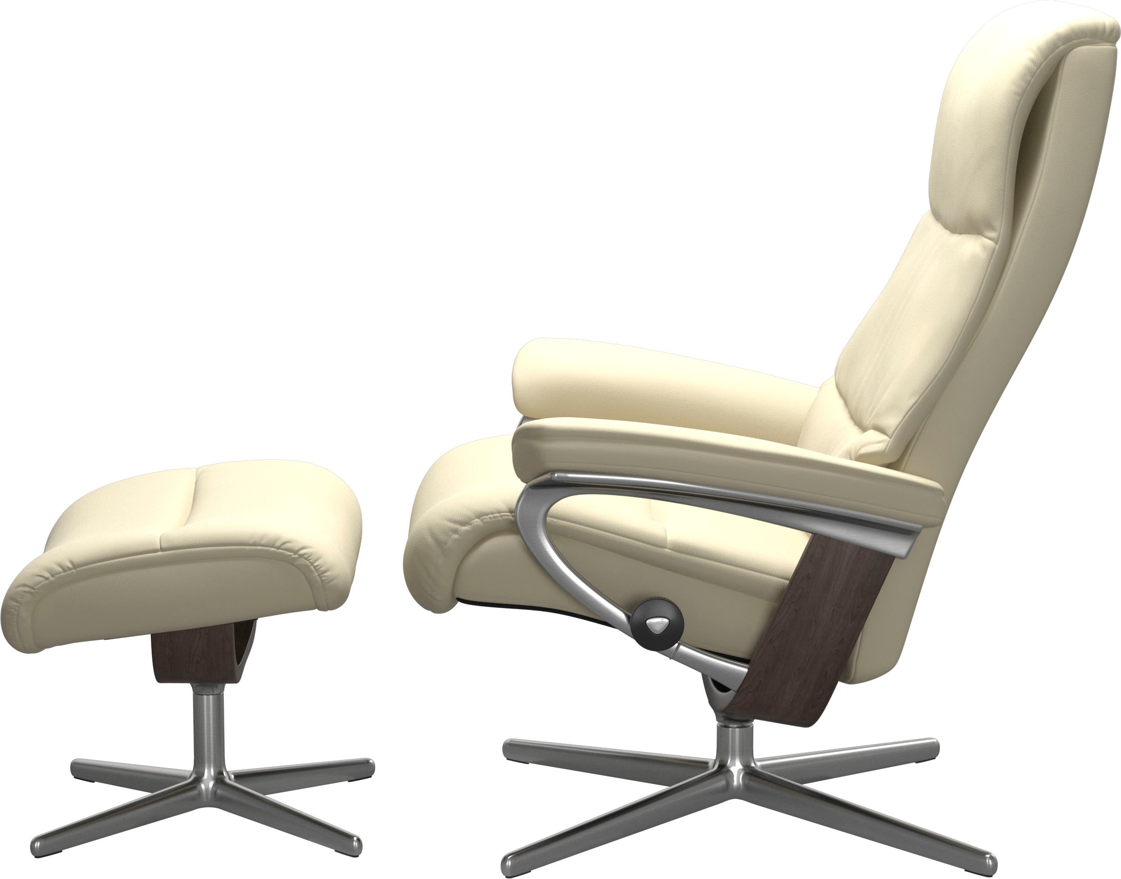 Stressless® Relaxsessel »View«, (Set, Relaxsessel mit Hocker), mit Hocker, mit Cross Base, Größe S, M & L, Holzakzent Wenge