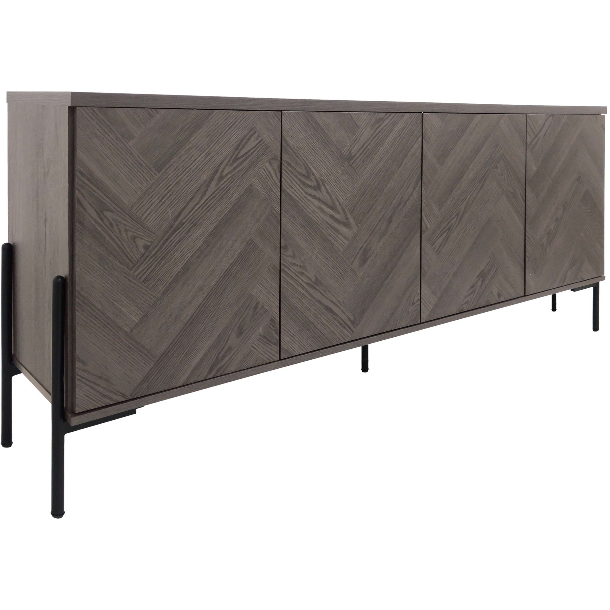 Leonique Sideboard "Eadwine" Kommode, Push-to-open, Türen mit Fischgräten M günstig online kaufen