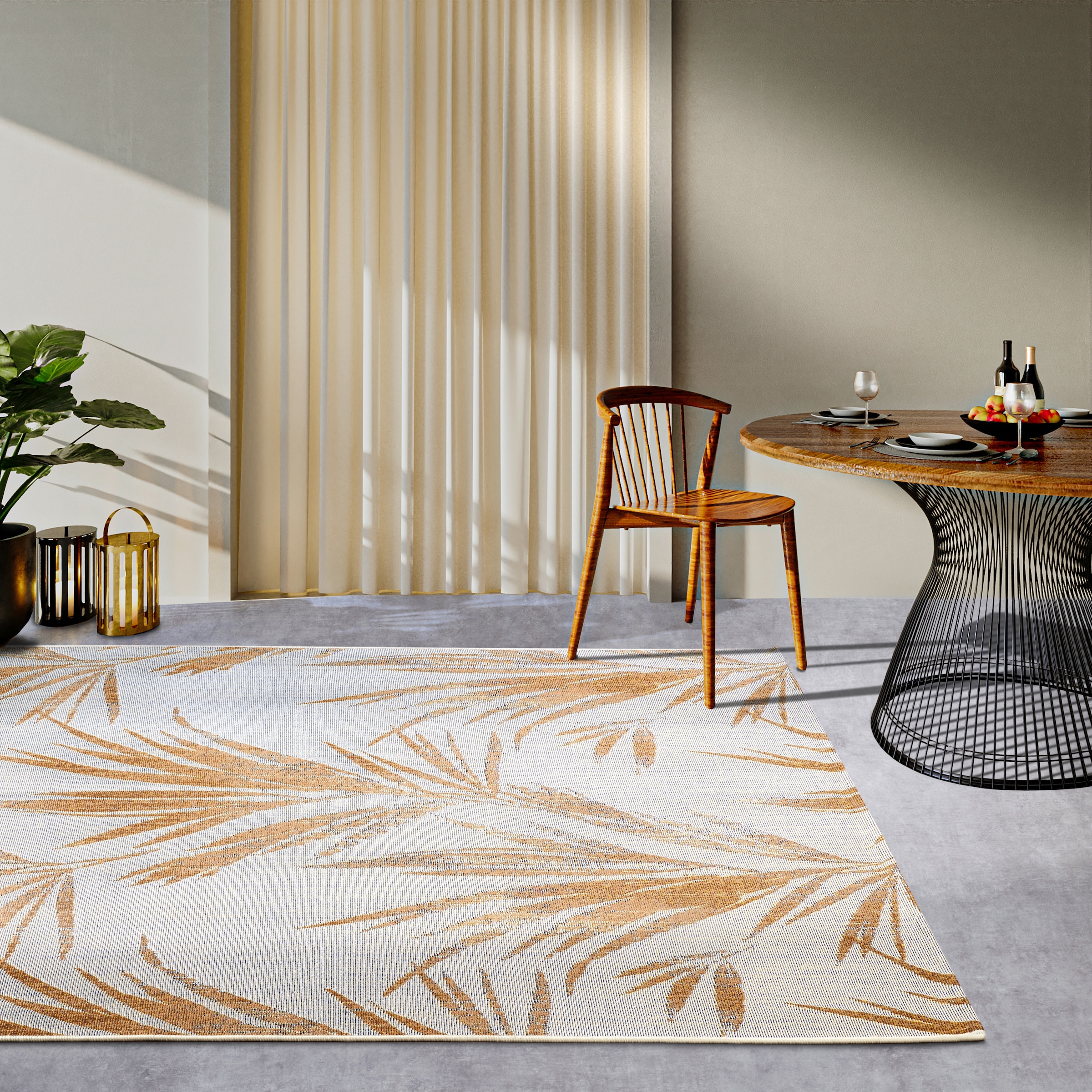 Villeroy & Boch Outdoorteppich »Leonie«, rechteckig, 3 mm Höhe, Outdoor, Flachgewebe, wetterfest, Balkon, Garten, floral, Terrasse