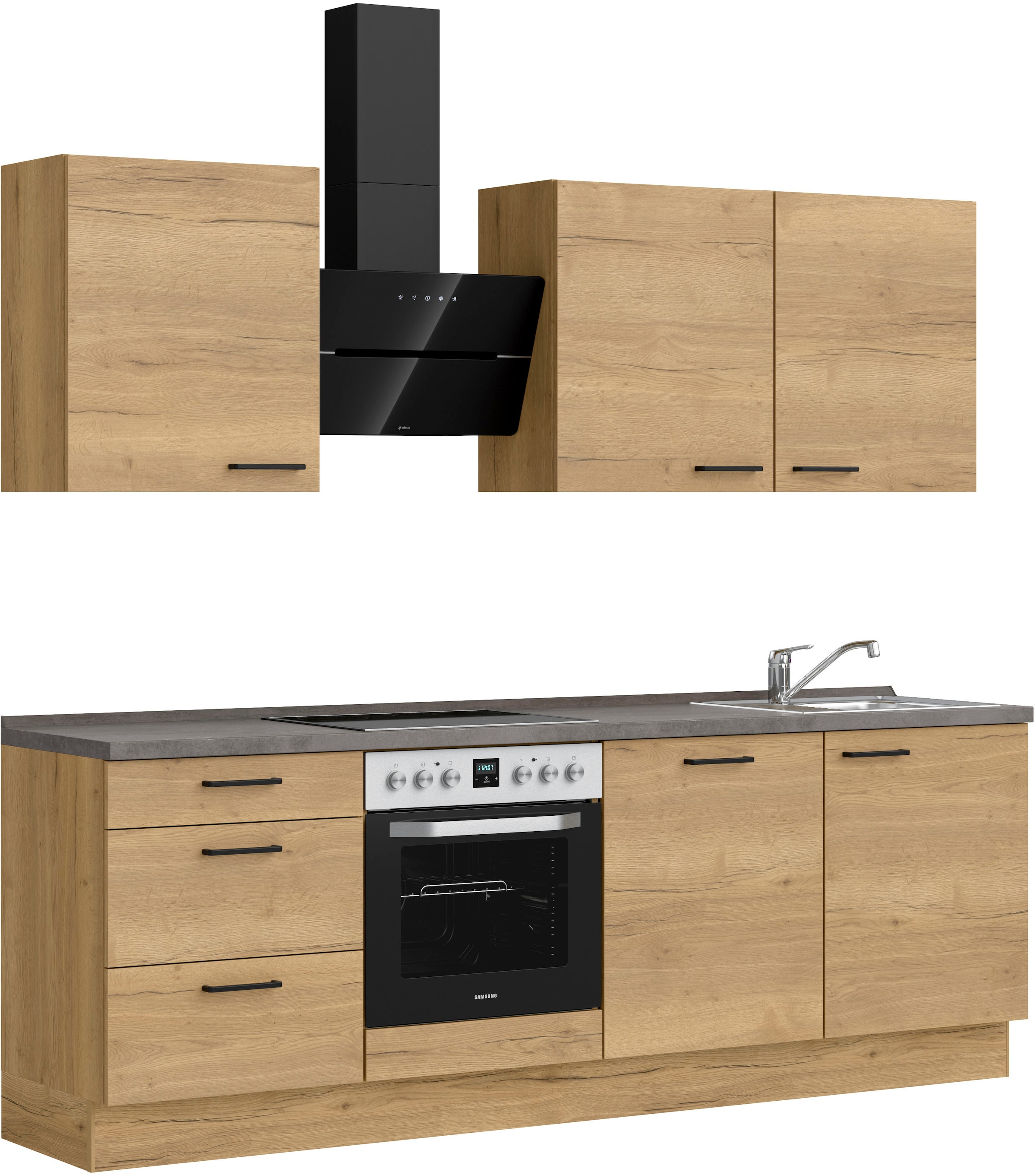nobilia® Küchenzeile »"Structura II"«, vormontiert, Ausrichtung wählbar, Breite 240 cm, wahlw. mit E-Geräten