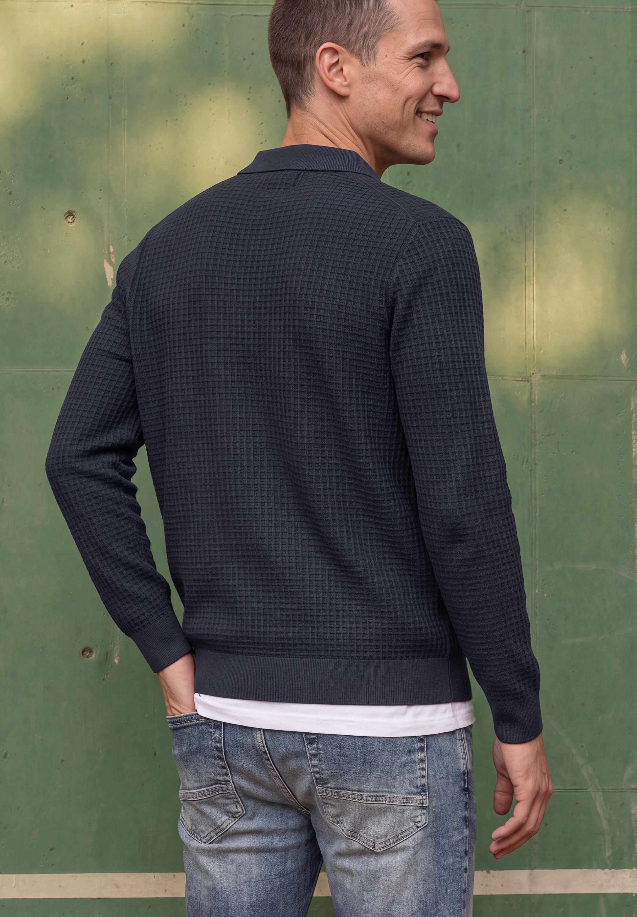 STREET ONE MEN Strickpullover in Unifarbe