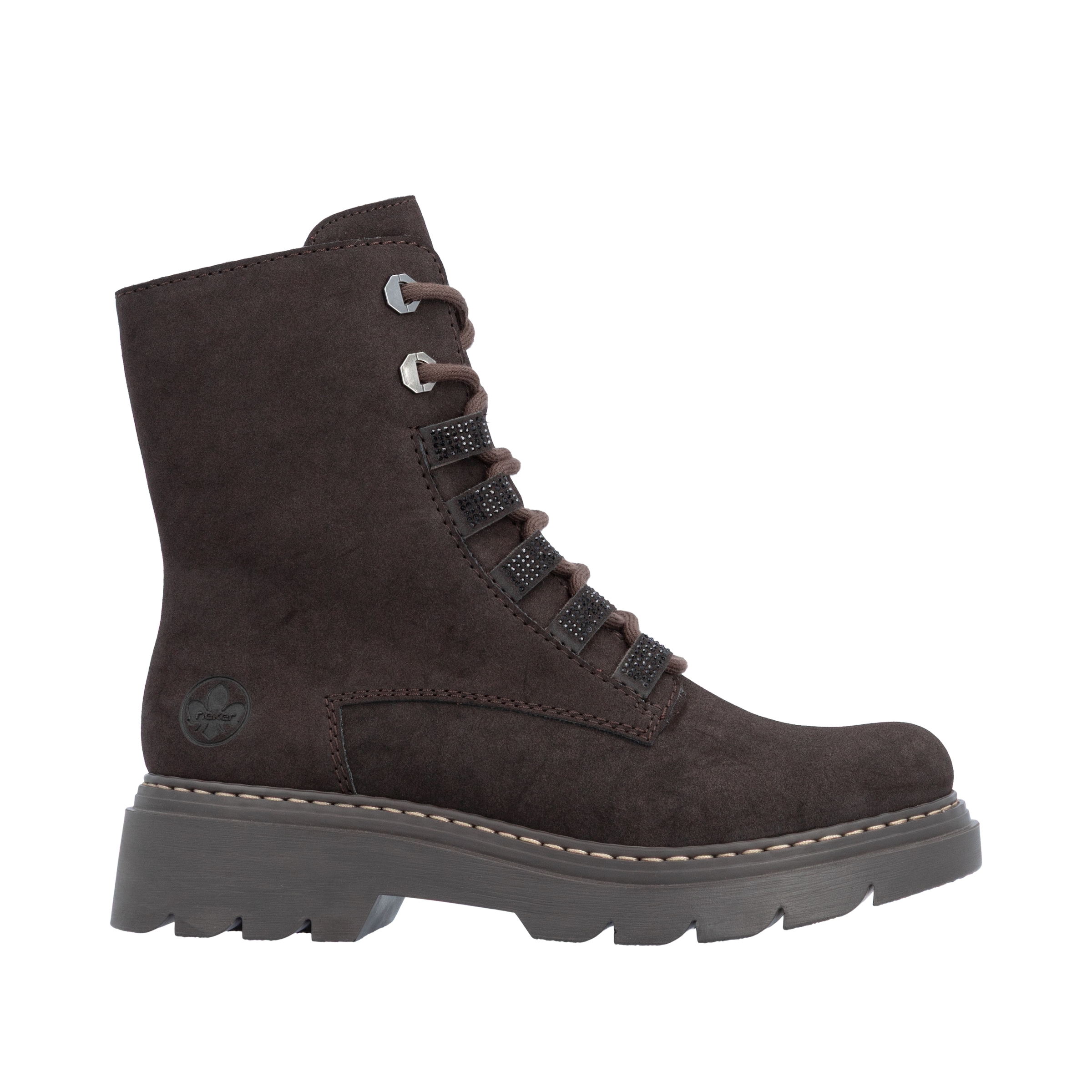 Rieker Schnürstiefelette  Schnürboots, Herbststiefelette mit Glitzersteinchen