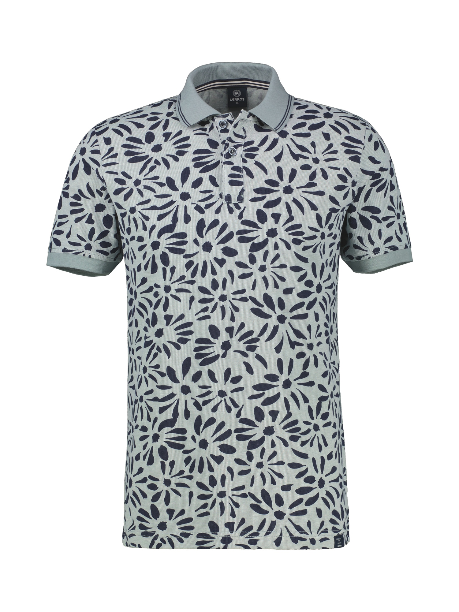 LERROS Poloshirt »Poloshirt mit floralem All-over-Print, 2-Tone-Optik«