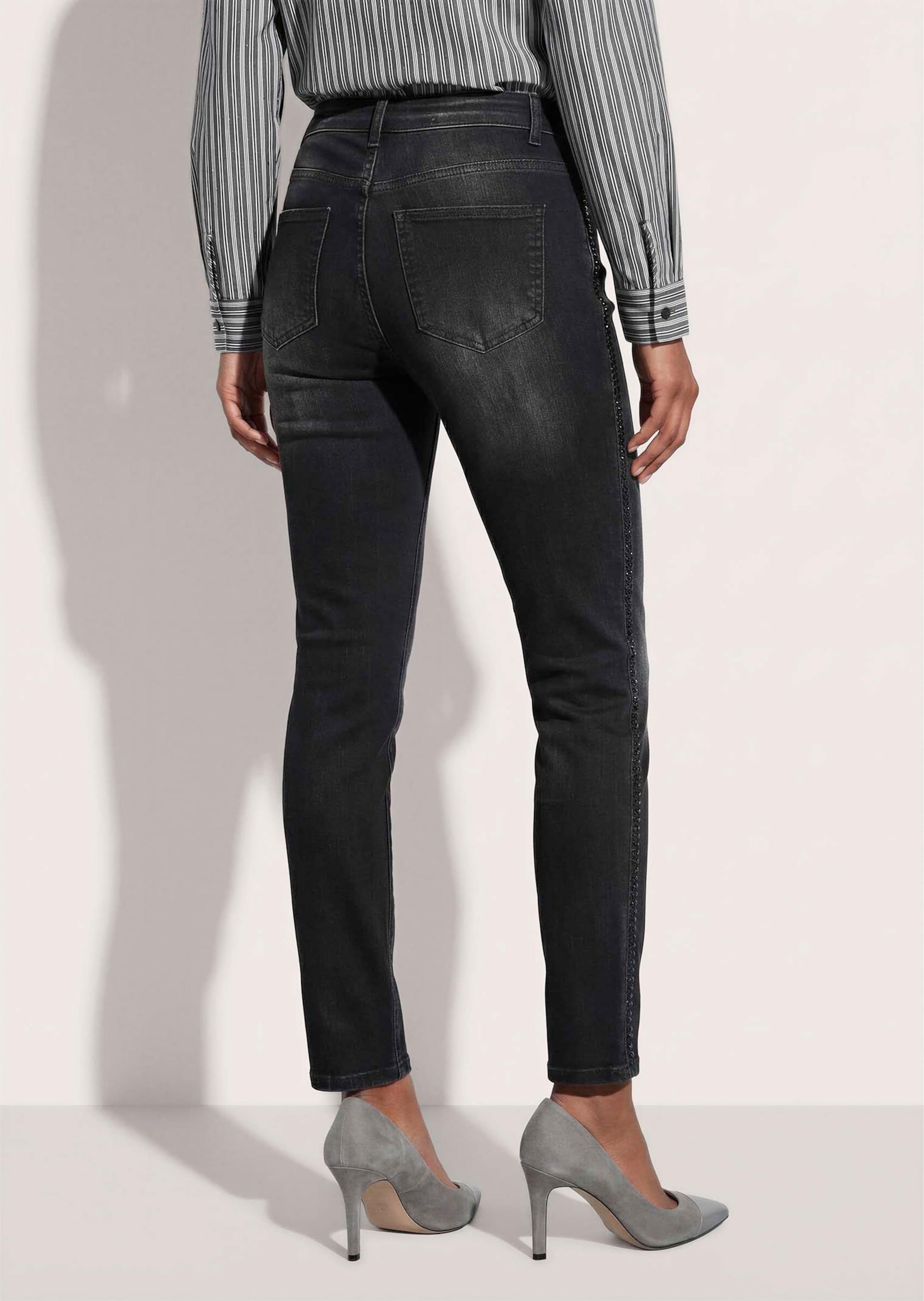 MADELEINE Regular-fit-Jeans »Hose Slim-Jeans mit Strassdekor«