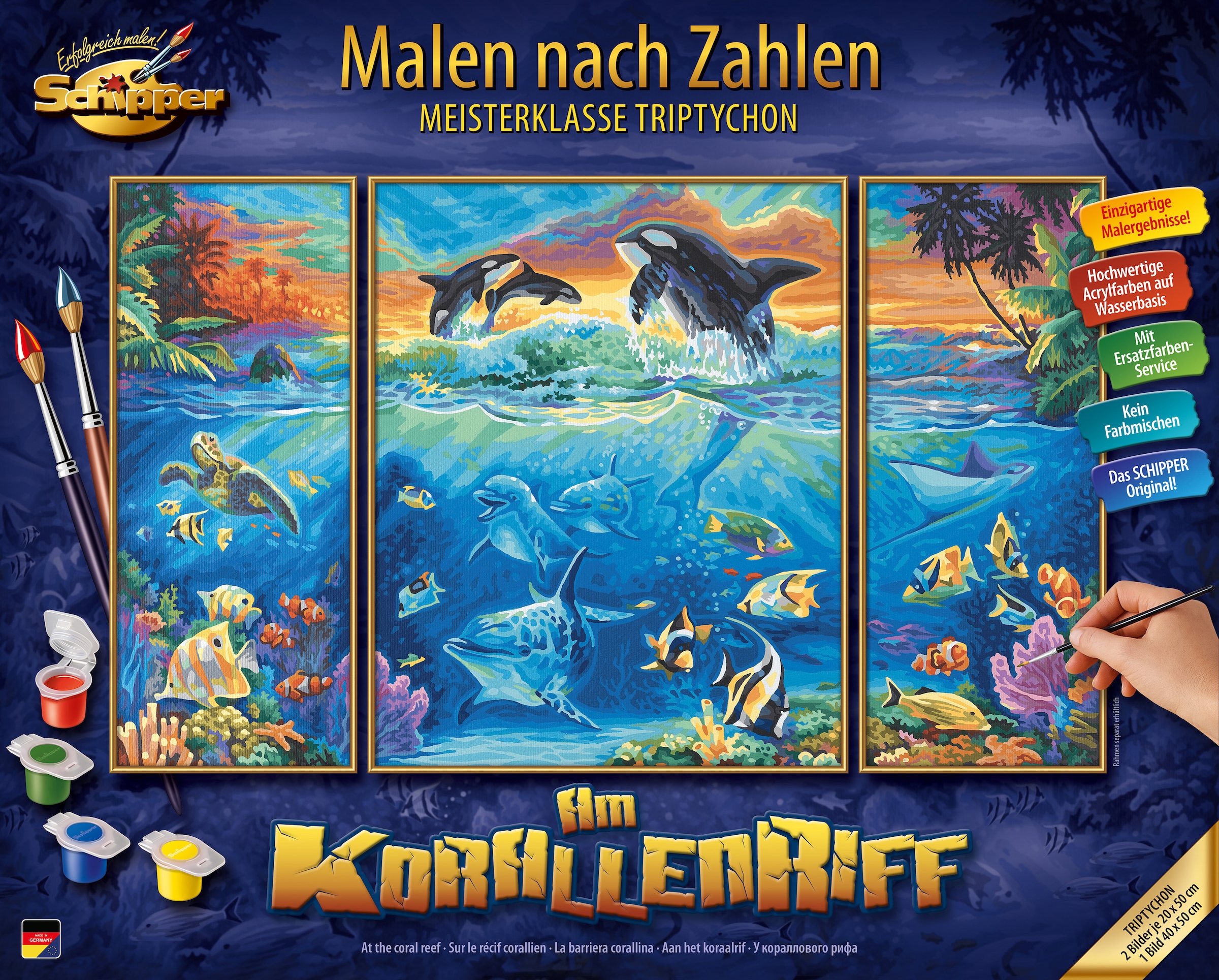 Schipper Malen nach Zahlen »Meisterklasse Triptychon - Am Korallenriff«, Made in Germany