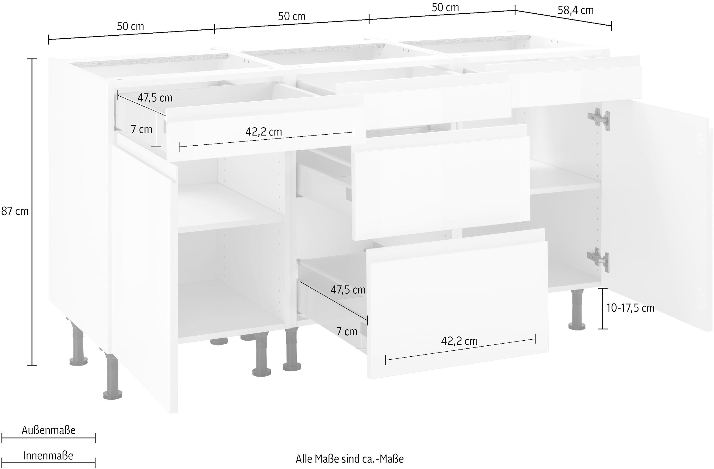 OPTIFIT höhenverstellbare Breite BAUR und Unterschrank Hochglanz-Fronten »Avio«, 150 Füße, | cm