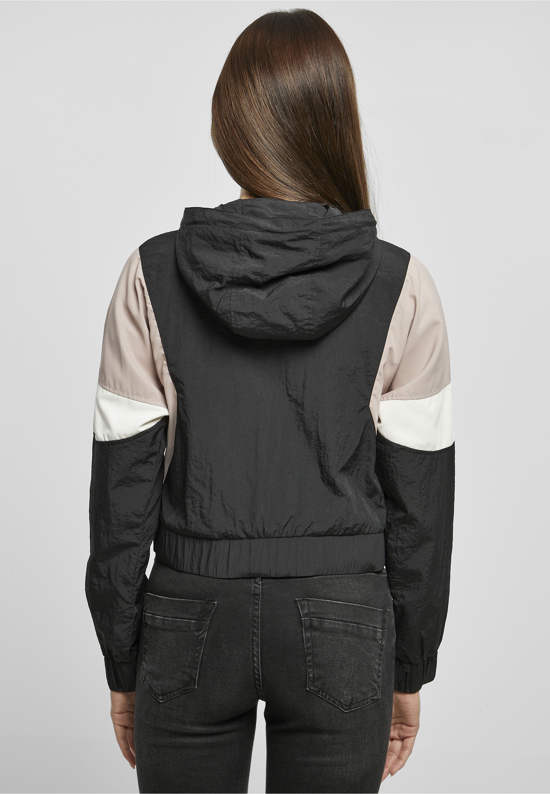 URBAN CLASSICS Outdoorjacke »Urban Classics Damen Ladies Short 3-Tone Crinkle Jacket« 1 Stk. tlg. mit Kapuze