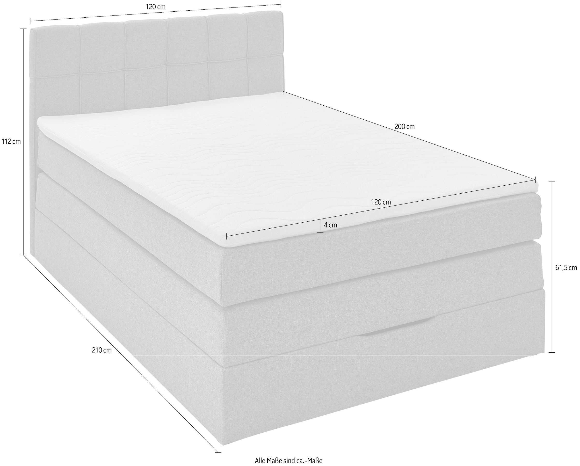INOSIGN Boxspringbett »Fornoli«, inkl. Topper und Bettkasten, H3 in zwei Matratzenarten