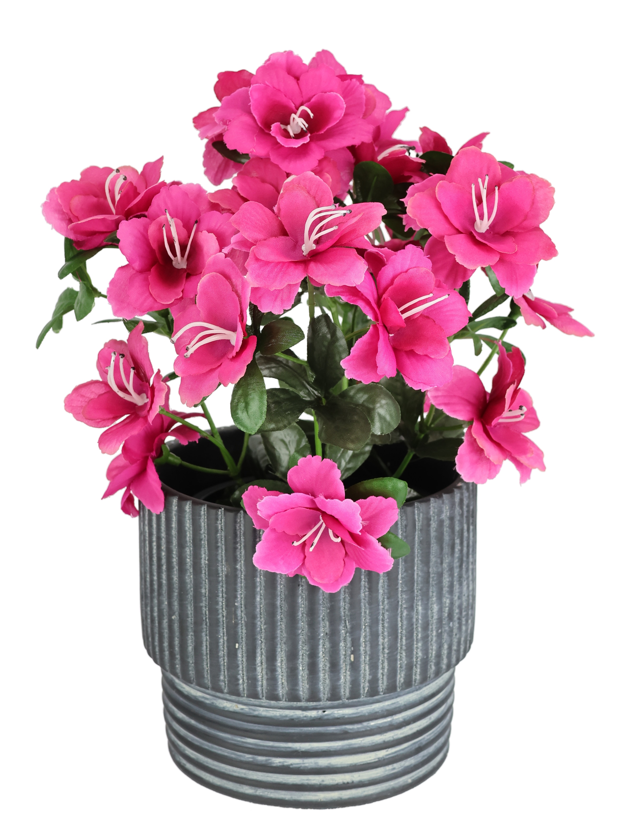 I.GE.A. Kunstblume "Azaleen im Übertopf 28cm Rhododendron Blumen künstlich Seidenblume" Topfpflanze Blühende Pflanze Blume Kunstpflanze Zimmerpflanze