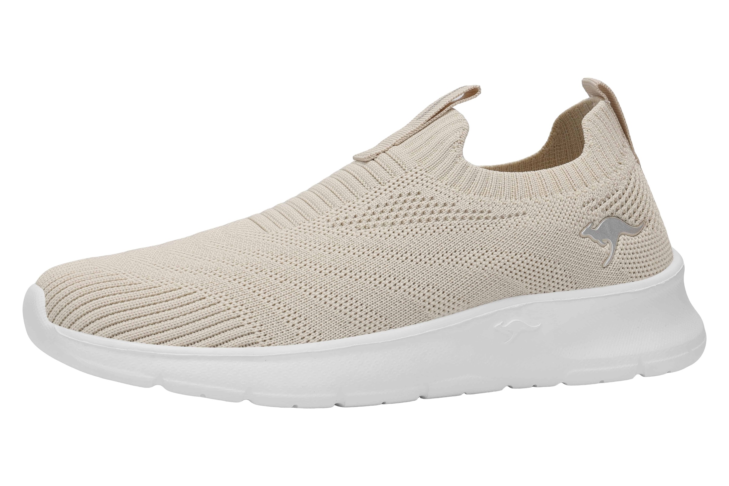 Sneaker KANGAROOS "K-NJ RONA", Damen, Gr. 38, beige, weiß, Textil, Schuhe Sneaker, praktischer Schlupfeinstieg