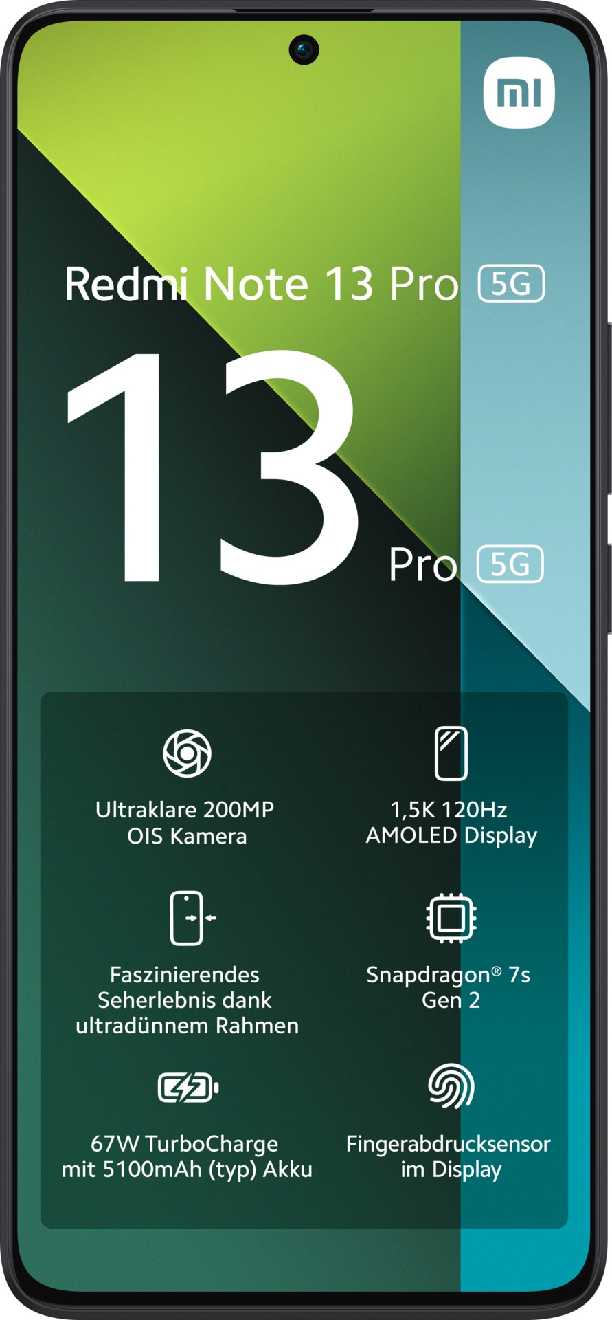 Xiaomi Smartphone »Redmi Note 13 Pro 5G 8GB+256GB«, Schwarz, 16,94 cm/6,67 Zoll, 256 GB Speicherplatz, 200 MP Kamera, 200+8+2 MP Triple Hauptkamera und 16 MP Frontkamera