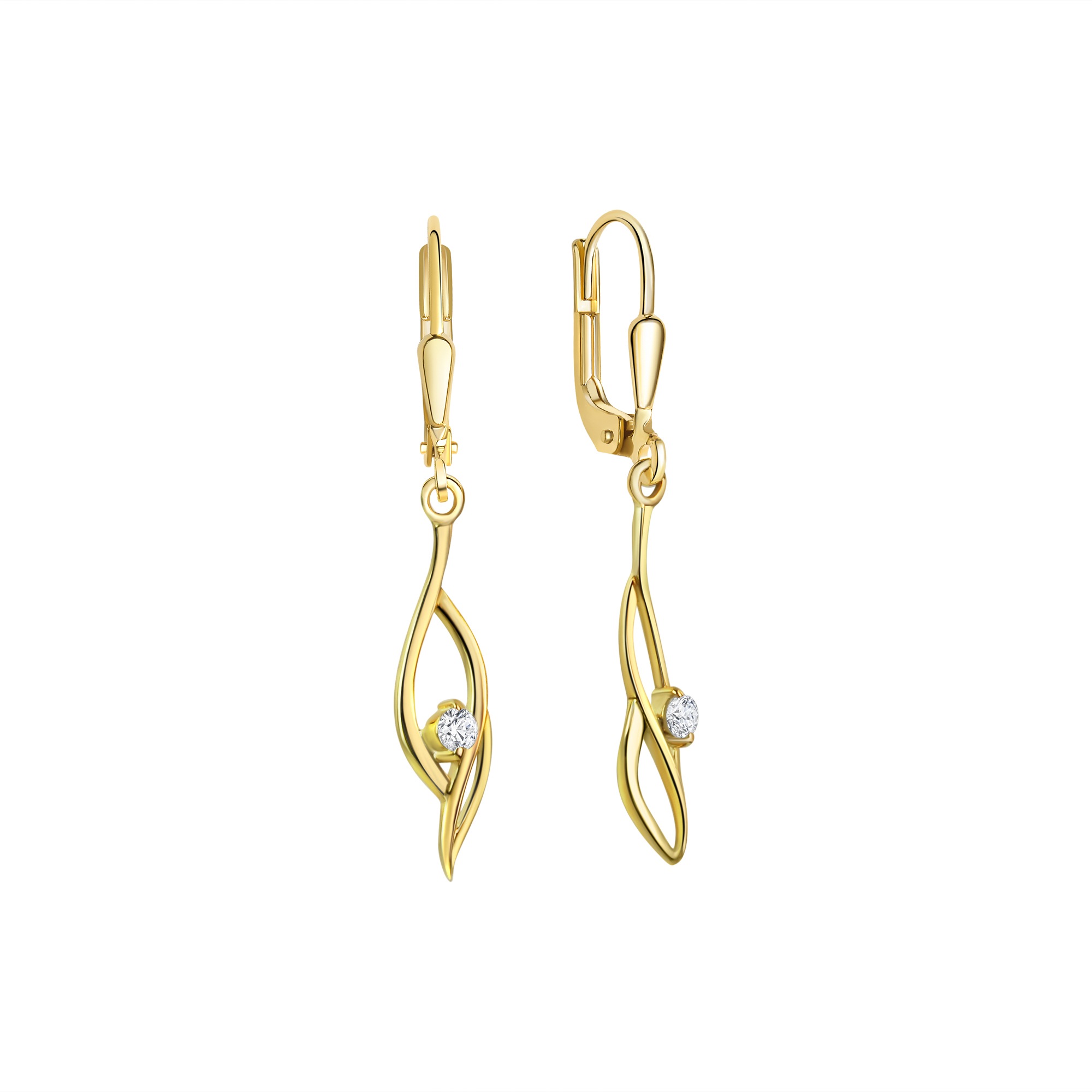 Paar Ohrhänger VIVANCE "333 Gelbgold glanz Zirkonia", gelb (gelb, weiß), Ohrringe, Damen, one-size, Gold