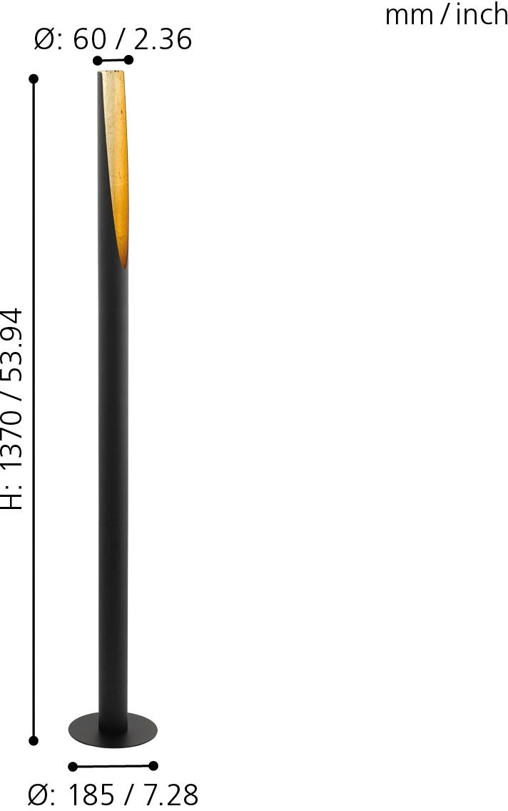 EGLO LED Stehlampe »BARBOTTO«, 1 flammig-flammig, schwarz, gold / Ø6 x H137 cm / inkl. 1 x GU10 (je 4,5W) / warmweiß