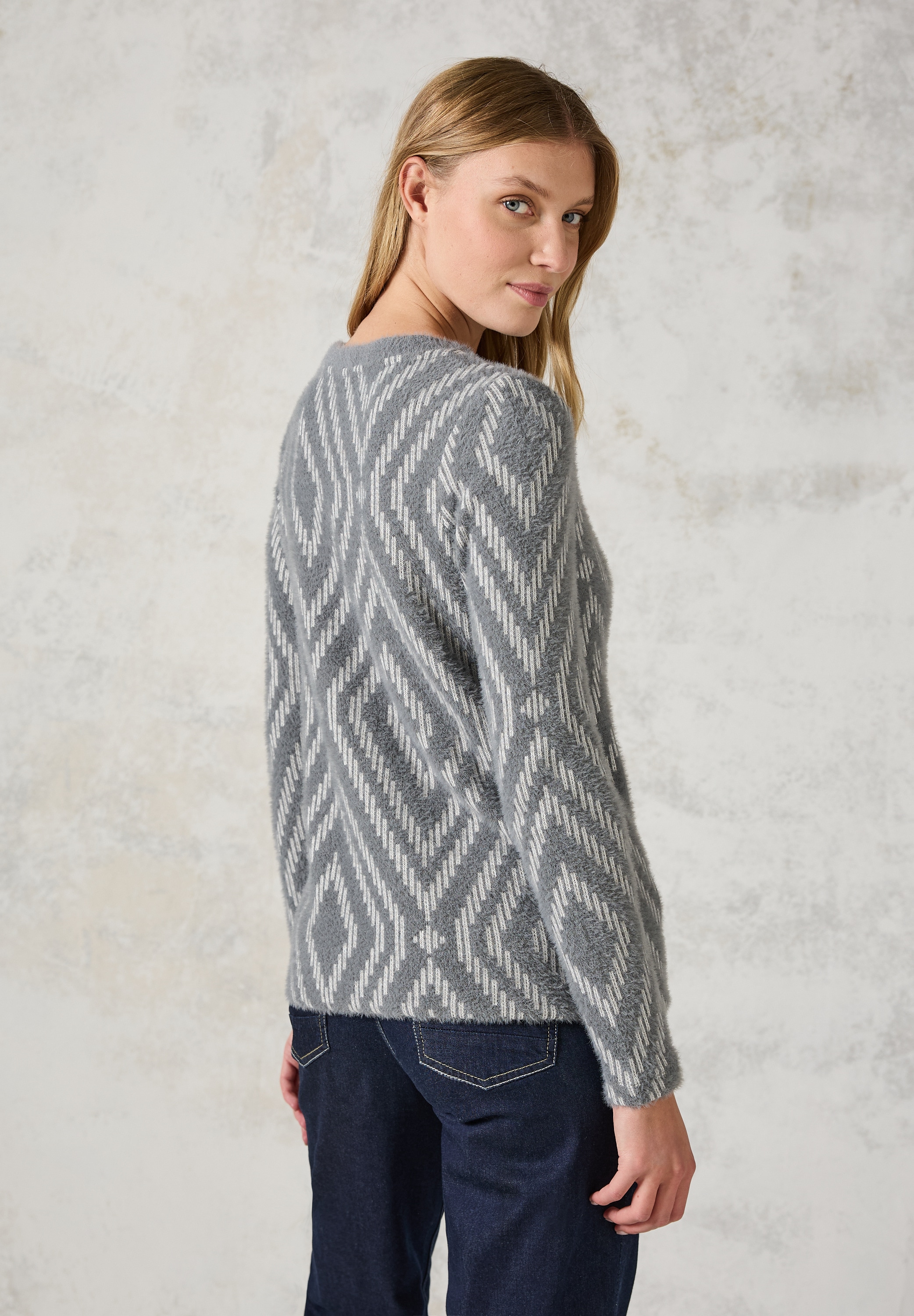 Cecil Langarmshirt, Jacquard