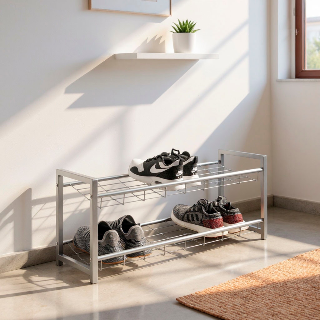 HAKU Schuhregal »Schuhaufbewahrung« rechteckig - aus Metall Grau - B/T/H 80/30/38 cm