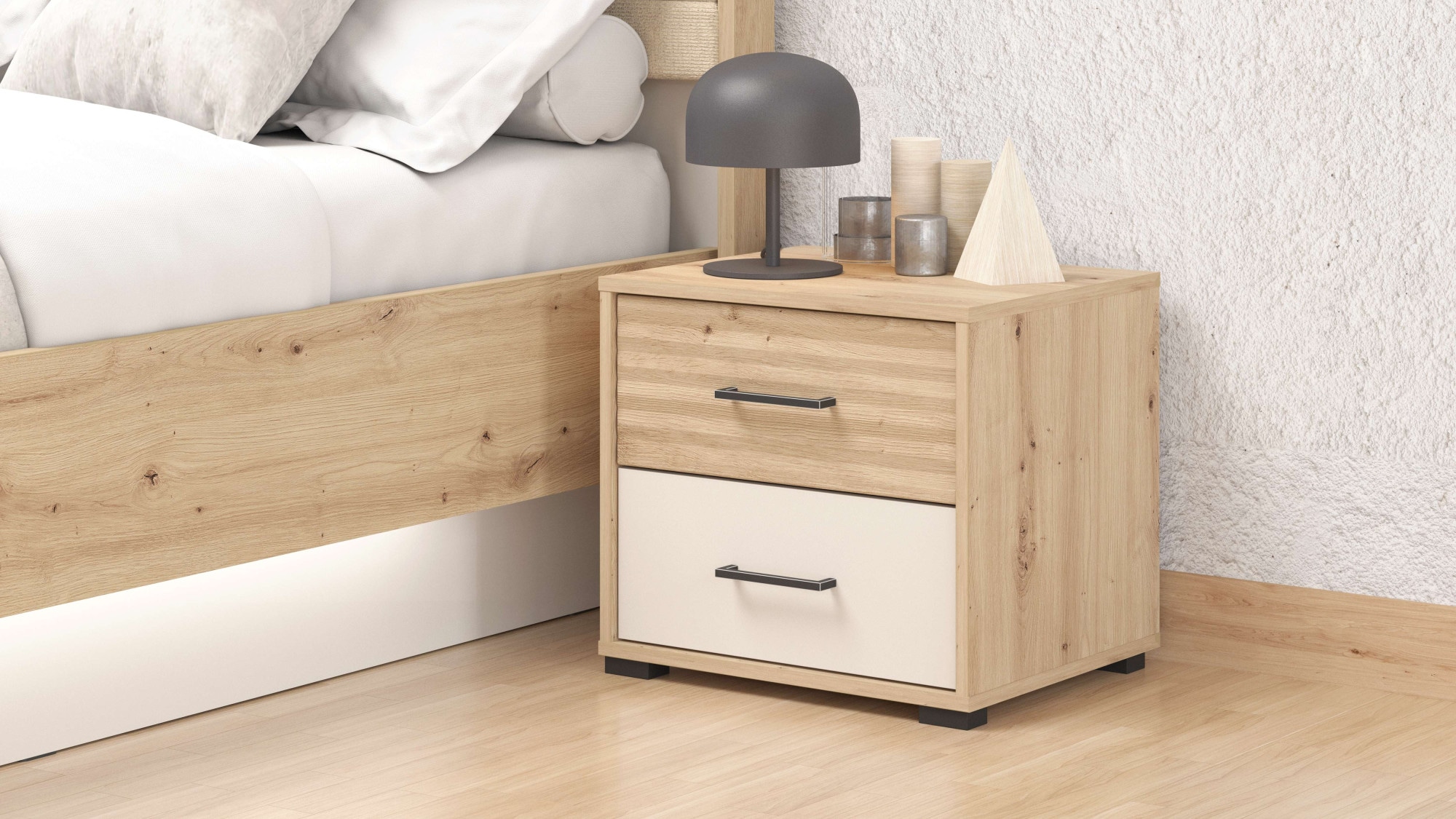 INOSIGN Nachtkommode »Modena Nachtschrank Nachttisch mit 2 oder 3 Schubladen«, FSC®-Zerifiziert Trendfarbe cashmere, ideal für kleine Räume