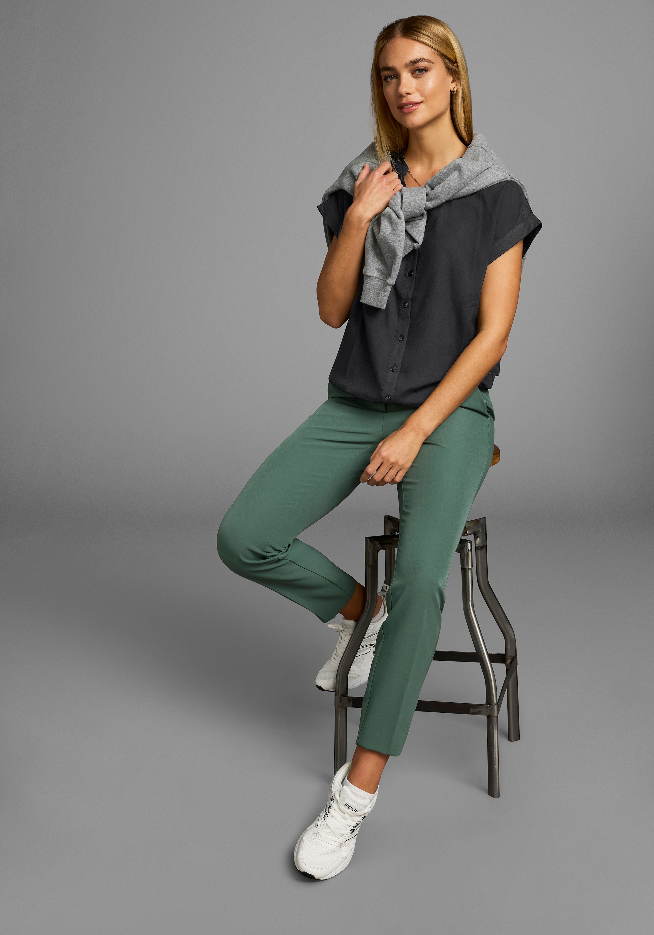Boysen's Hemdbluse, im Oversized-Style mit Ballonsaum