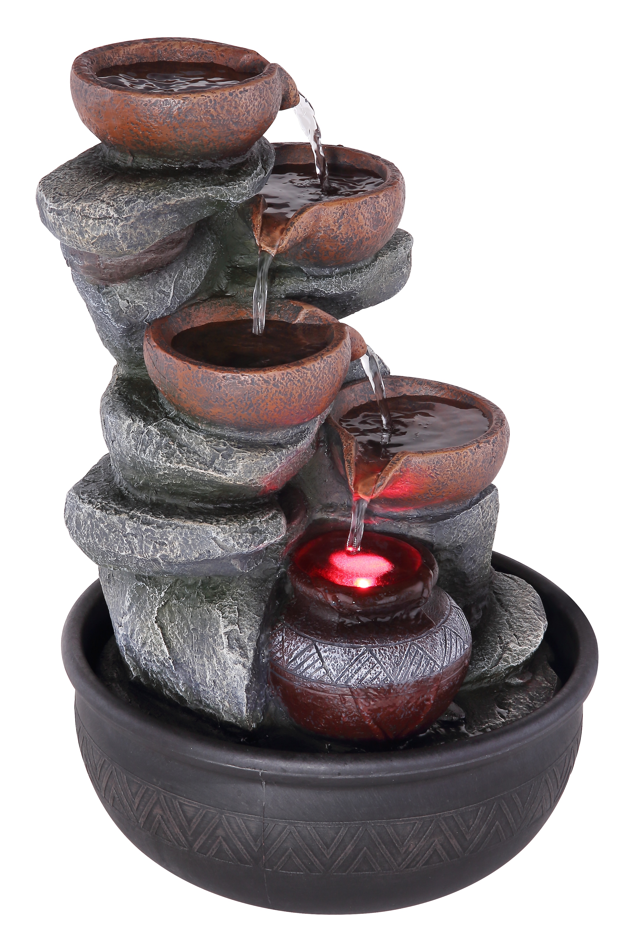 GLOBO LIGHTING Dekolicht »FONTANA« LED-Modul 1 Stk. Brunnen Grau/Schwarz, RGB, Licht aufwärts, 12V