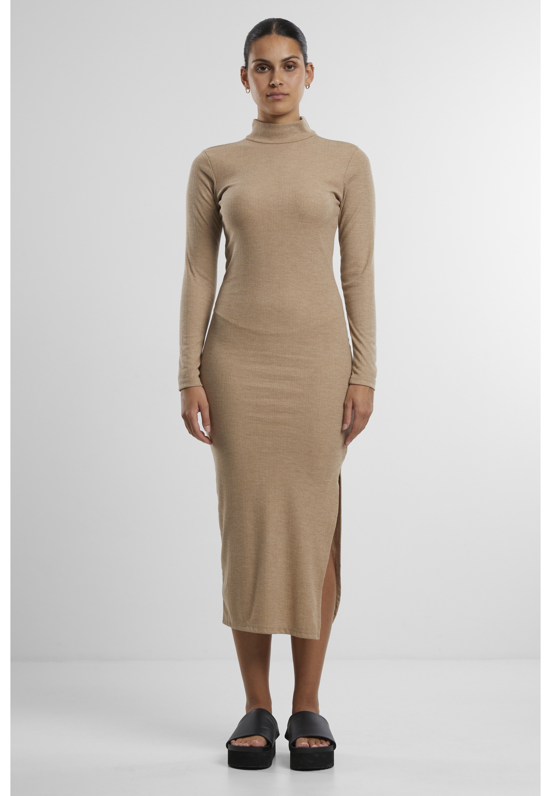 URBAN CLASSICS Shirtkleid »Urban Classics Ladies Rib Longlseeve Mockneck Dress« 1 Stk. tlg.