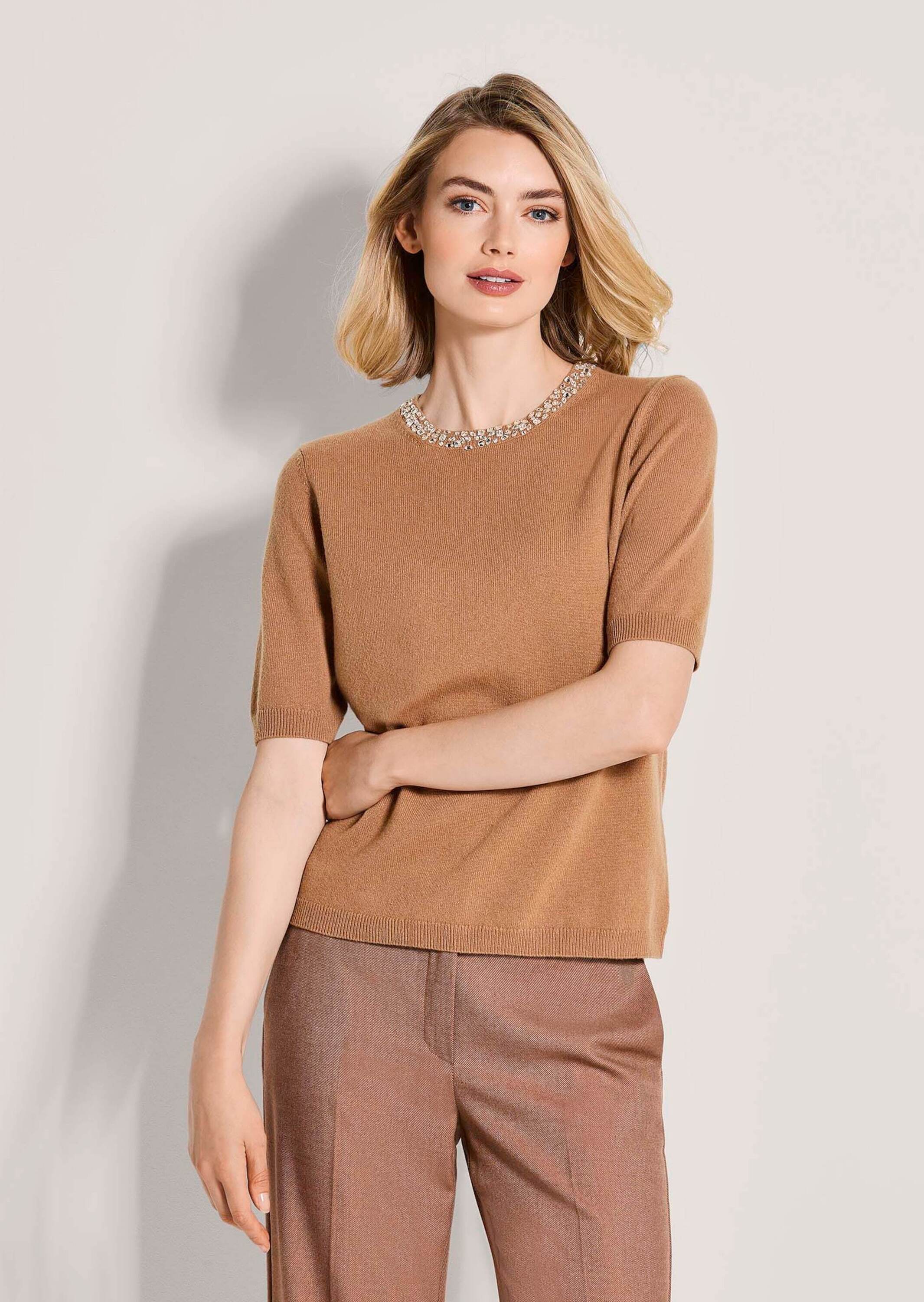 Thumbnail - MADELEINE Longpullover "Kaschmirpullover Feinstrickpullover mit Schmucksteinen" Zarte Schmucksteine